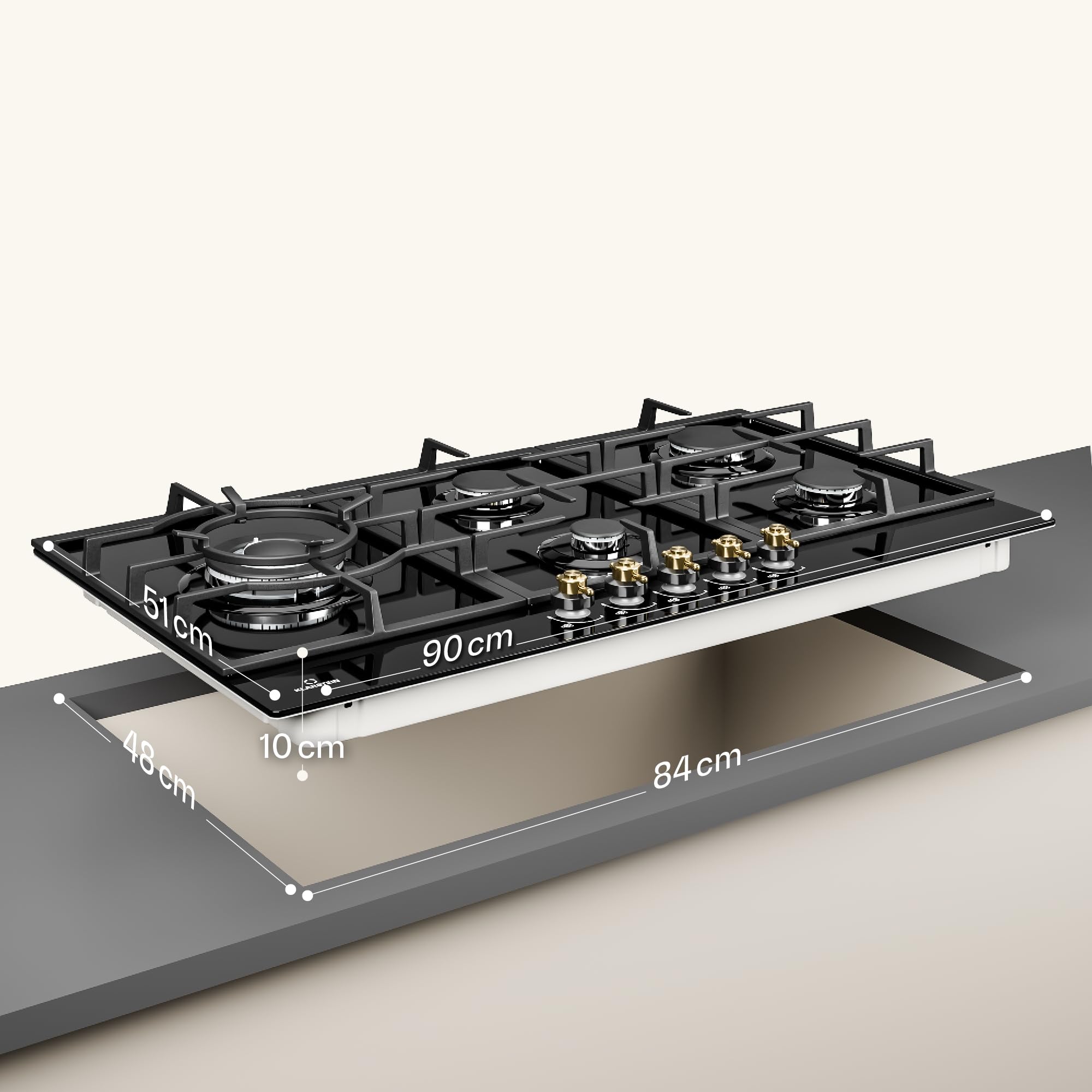 Klarstein Cocina Gas Butano 5 Quemadores 11100W, Fogones Gas Butano y Grill de Acero Inoxidable para Propano,Placa de con Termostato, Encimera para Cocinar en Exterior
