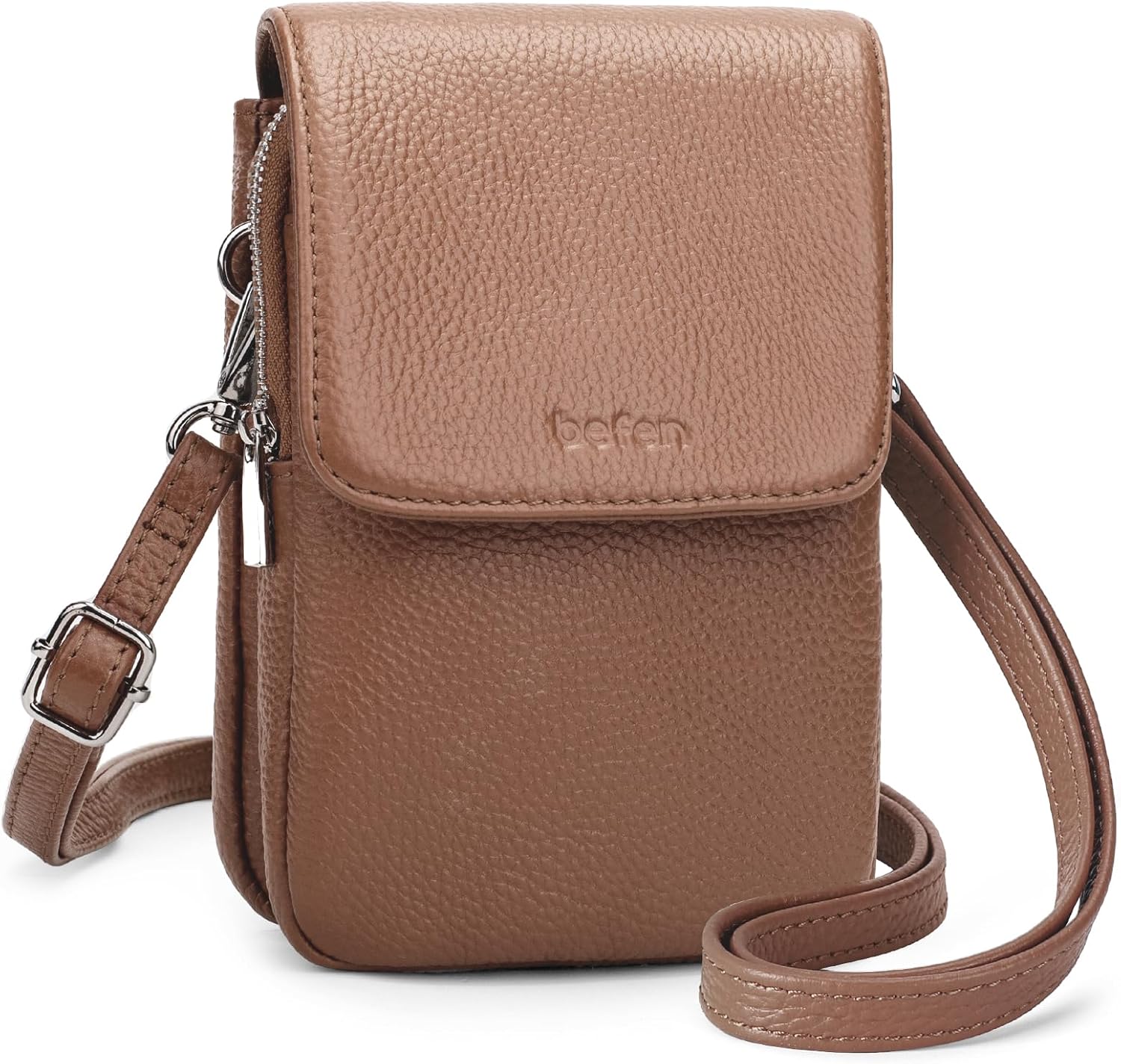 befen Genuine Leather Small Crossbody Bags for Women, Cell Phone Cross body Purse Bag with RFID Blocking Card Slots