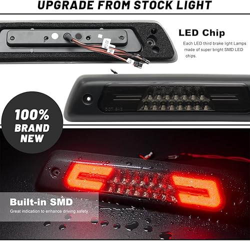 Miniatura 4 de NJSBYL F150 LED 3 luz de freno para Ford F150 SVT Raptor 2009 2010 2011 2012 2013 2014 Ford F150 SVT Raptor lente ahumada Tercera luz de freno de