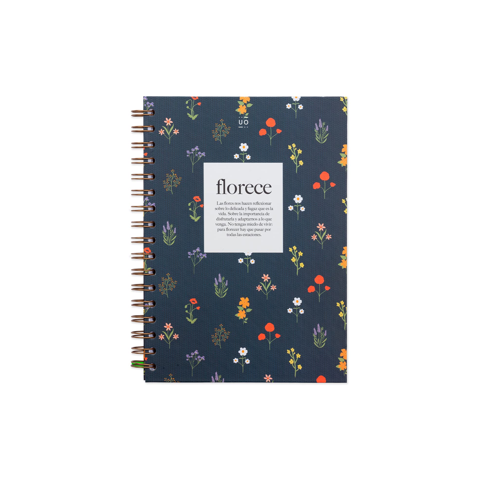 UO Cuaderno Libreta A5, Florece. Tapa dura, 200 páginas, espiral (15x22 cm)