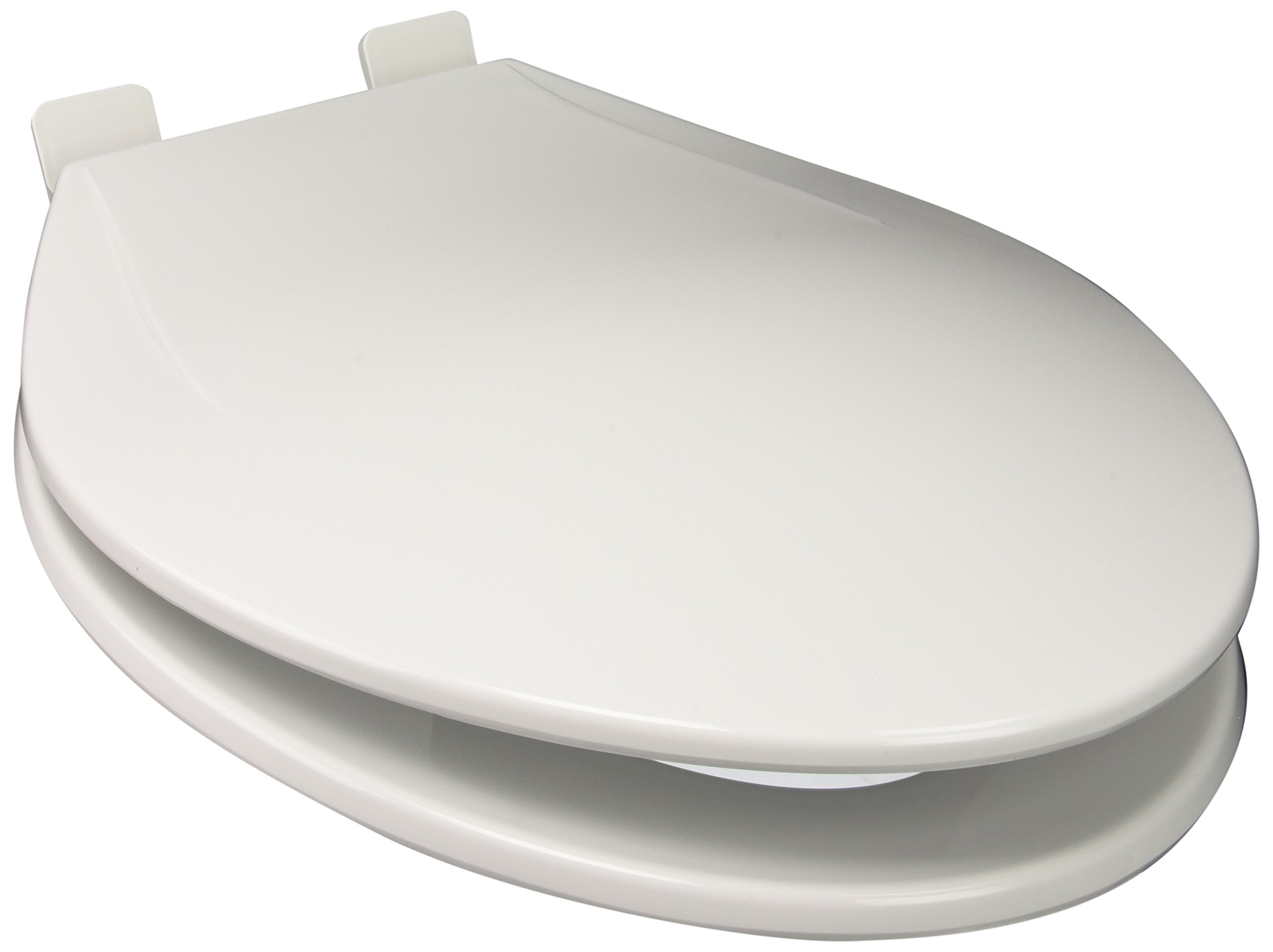 PlumbTech 241-04 Slow Close Round Toilet Seat with Adjustable Hinge, Cotton White