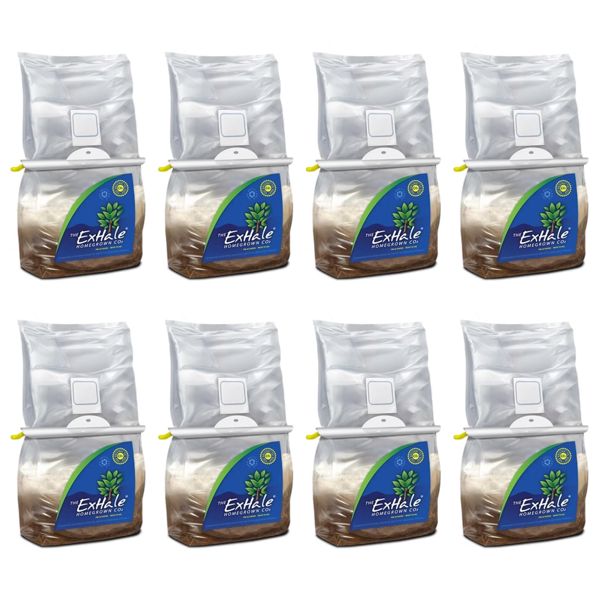 ExHale Homegrown CO2 Original - CO2 Bag for Indoor Rooms & Tents - Great for Indoor Grow Rooms and Grow Tents - 4 lbs. (8 Pack)