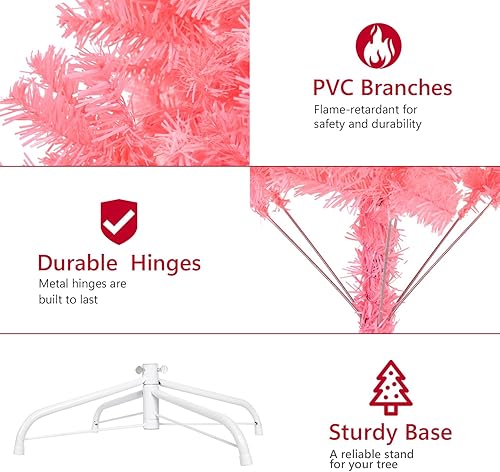 Miniatura 6 de ALDRIMORE&LLY Árbol de Navidad artificial de 6 pies con 550 puntas de ramas y soporte plegable, árbol de Navidad de oropel completo con tecnología