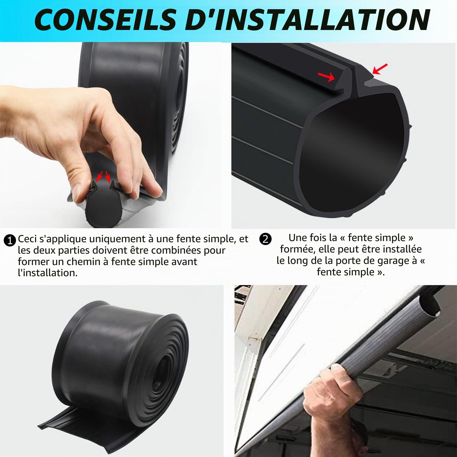 Joint de rechange en caoutchouc pour porte de garage Clopay Pour porte de 2,7 m de large