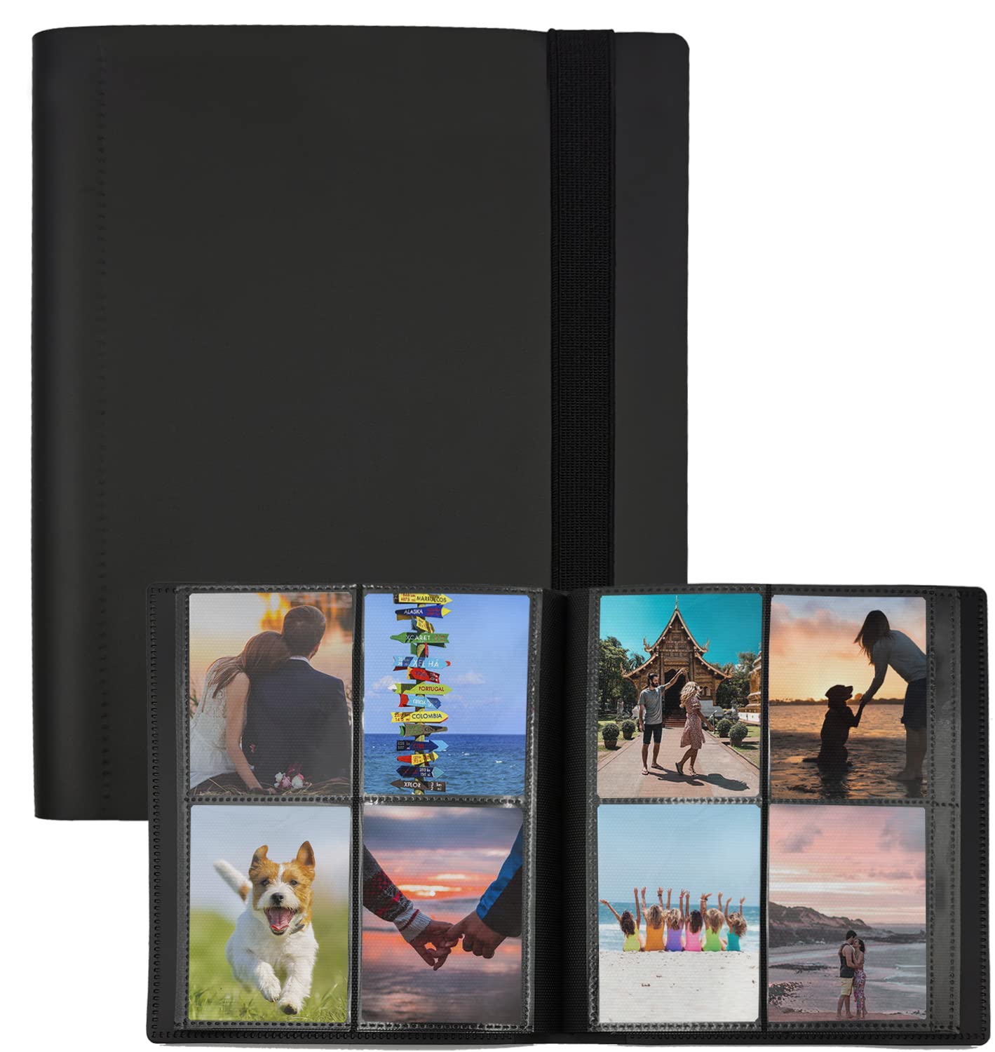 Album Fotografico, 20 X 25 Cm, Contiene 68 Foto, Raccoglitore Per Foto, Cartella Protettiva Per Fogli Per Bambini, Disegni E Schizzi (nero - Foto 5