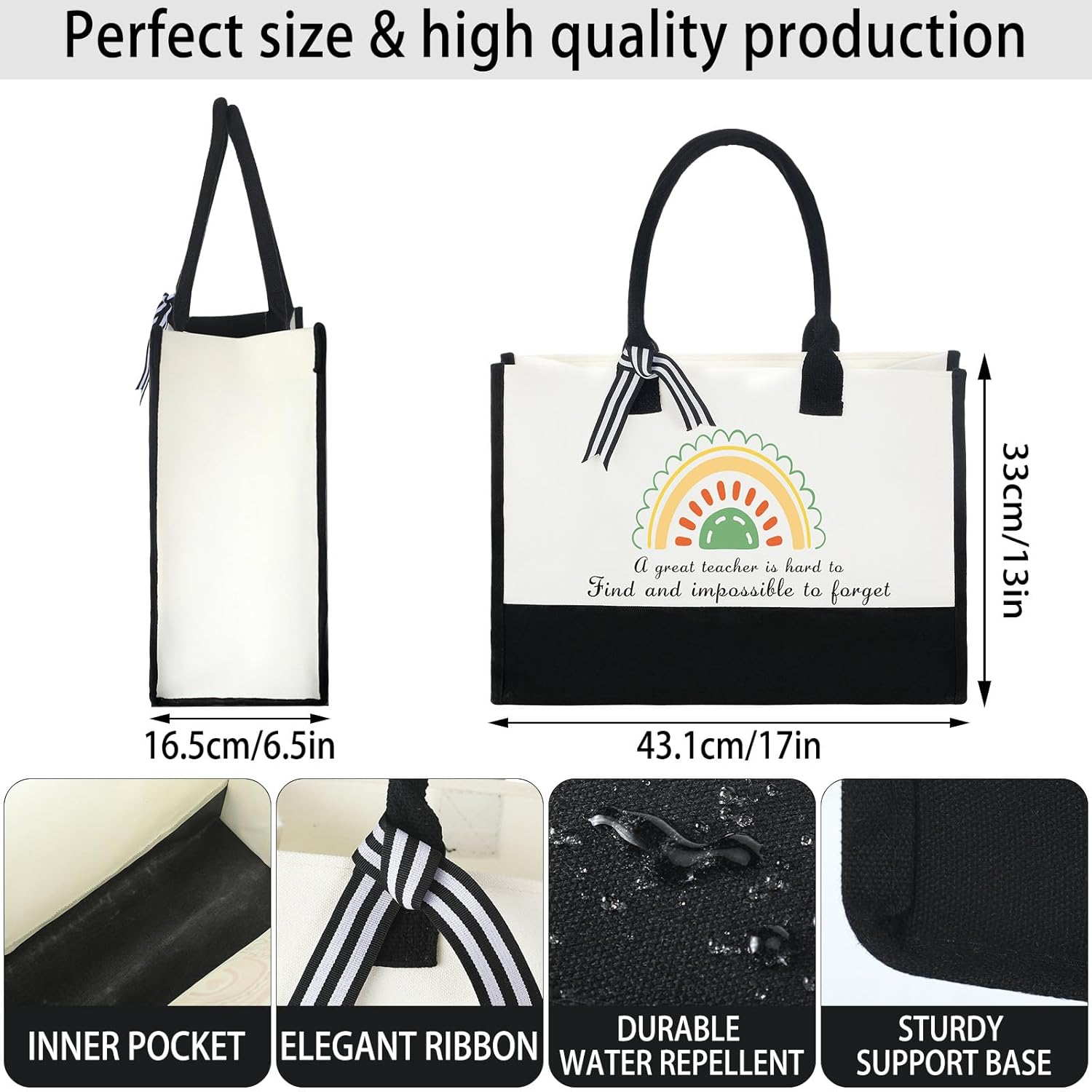 Sweetude 10 Pack Teacher Appreciation Gift Bulk Christmas Teachers Day Gifts Canvas Tote Beach Bag for Women Mother Holiday