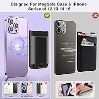 Vista 4 de Cartera MagSafe para iPhone 1615141312, soporte magnético para 6 tarjetas, cartera magnética de cuero para teléfono con bloqueo RFID