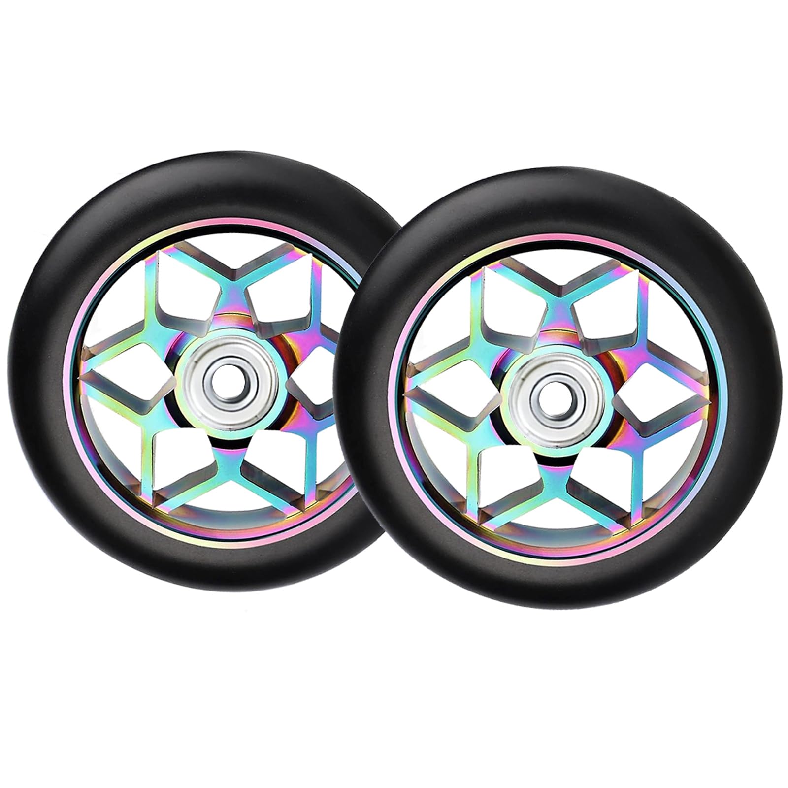 MaxEarn 2Pcs Scooter Wheels 110mm, Colorful Stunt Wheels with ABEC-9 Bearings, Hardness 88A for Stunt & Kick Scooters Apollo/Cox/Albott/Hudora/Fuzion