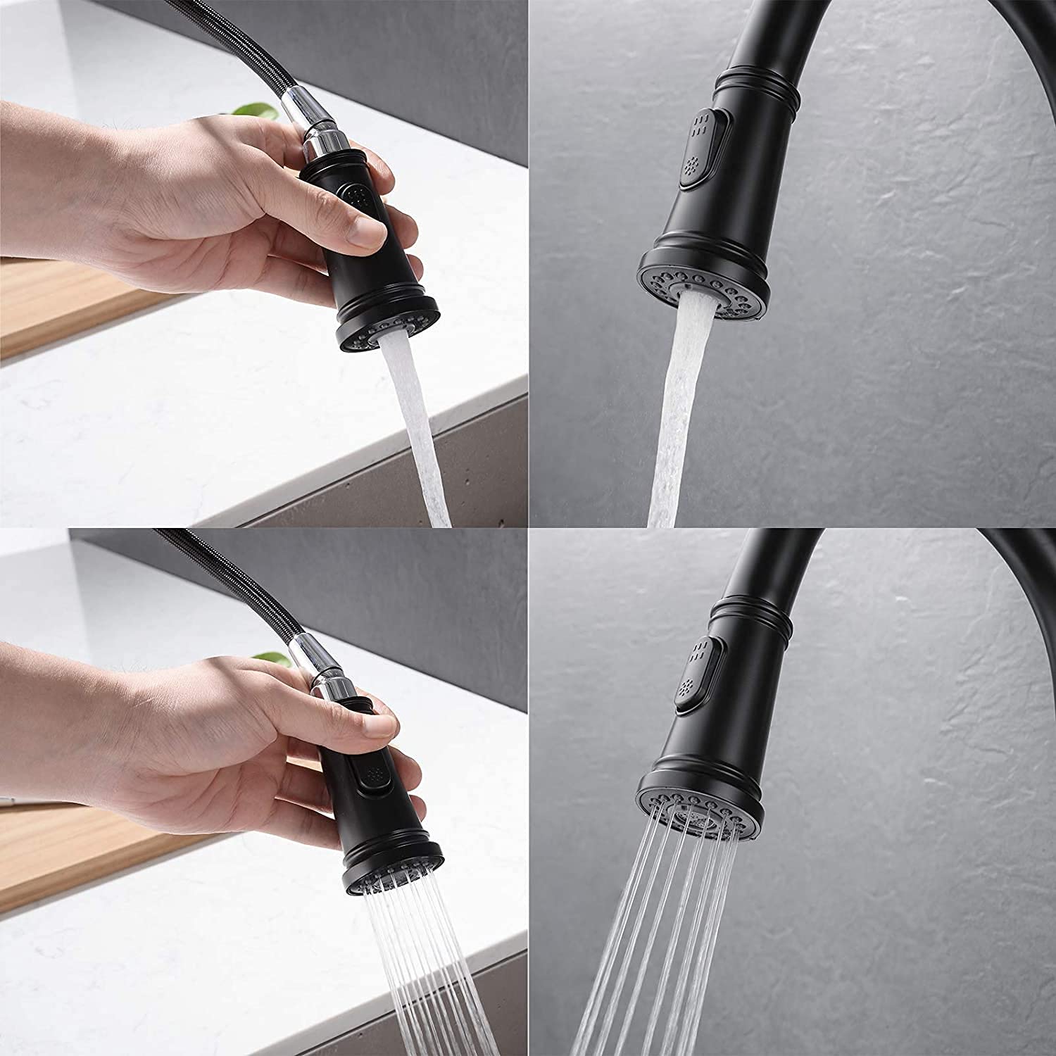 Rubinetti per lavello da Cucina Rubinetto per lavello in Stile Industriale Miscelatore per lavabo in Ottone con Estraibile, Miscelatore per Acqua Calda e Fredda con Maniglia Singola, Gorgogliatore 2