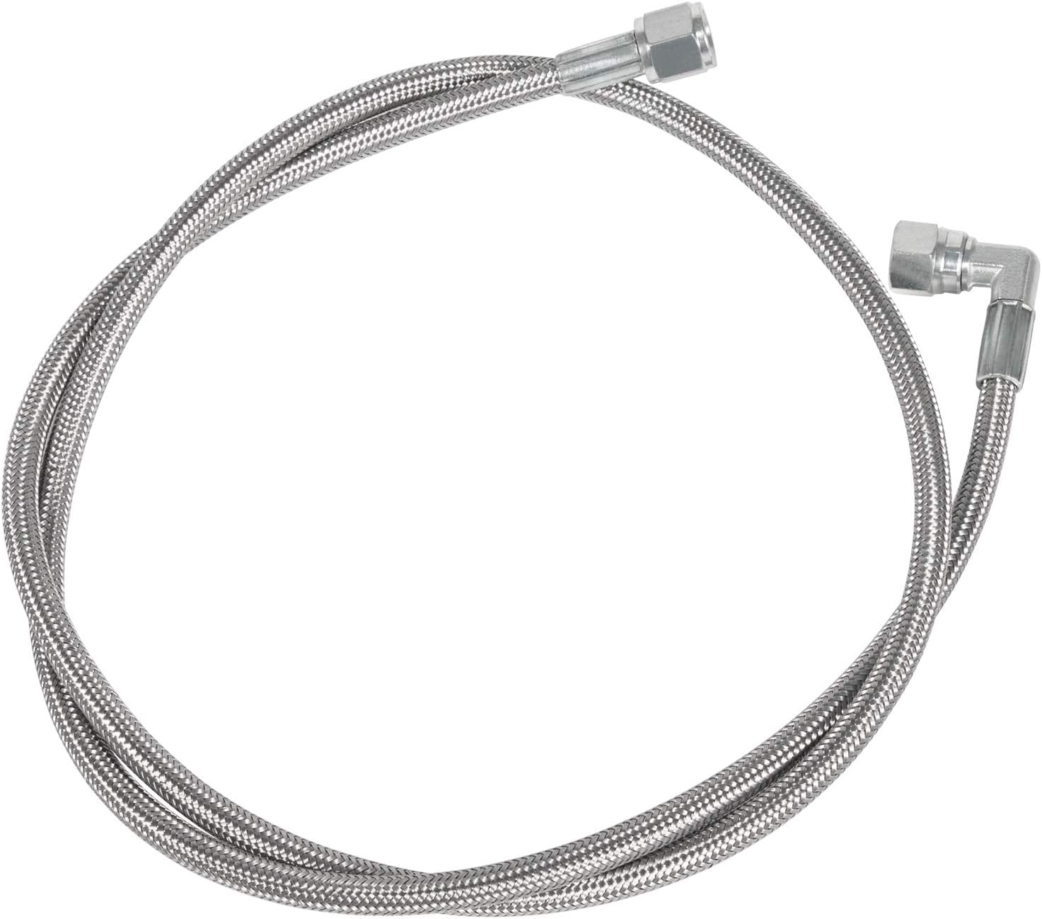 Steel Braided Turbo Oil Feed Line 48" Length - 4AN 90 Degree Straight Hose End Pressure Stainless Remote Turbocharger Sensor Teflon 4AN 551867