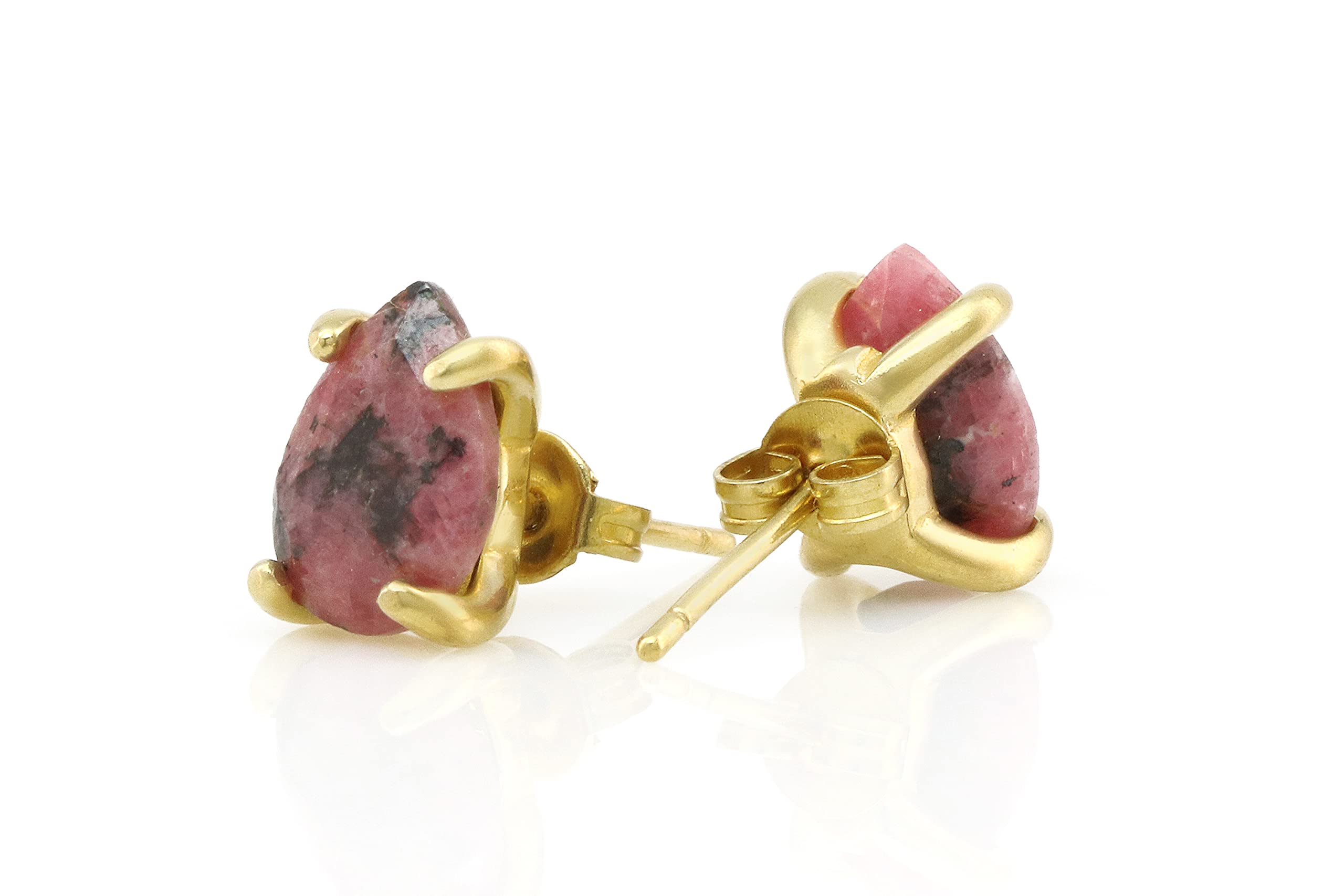 Anemone Pera Rodonite Orecchini - Gemma Naturale Orecchini per Tutti i Giorni, Orecchini Fatti a Mano, Orecchini Moda - Gioielli Personalizzati per Signore - Orecchini Artigianali con Scatola Regalo