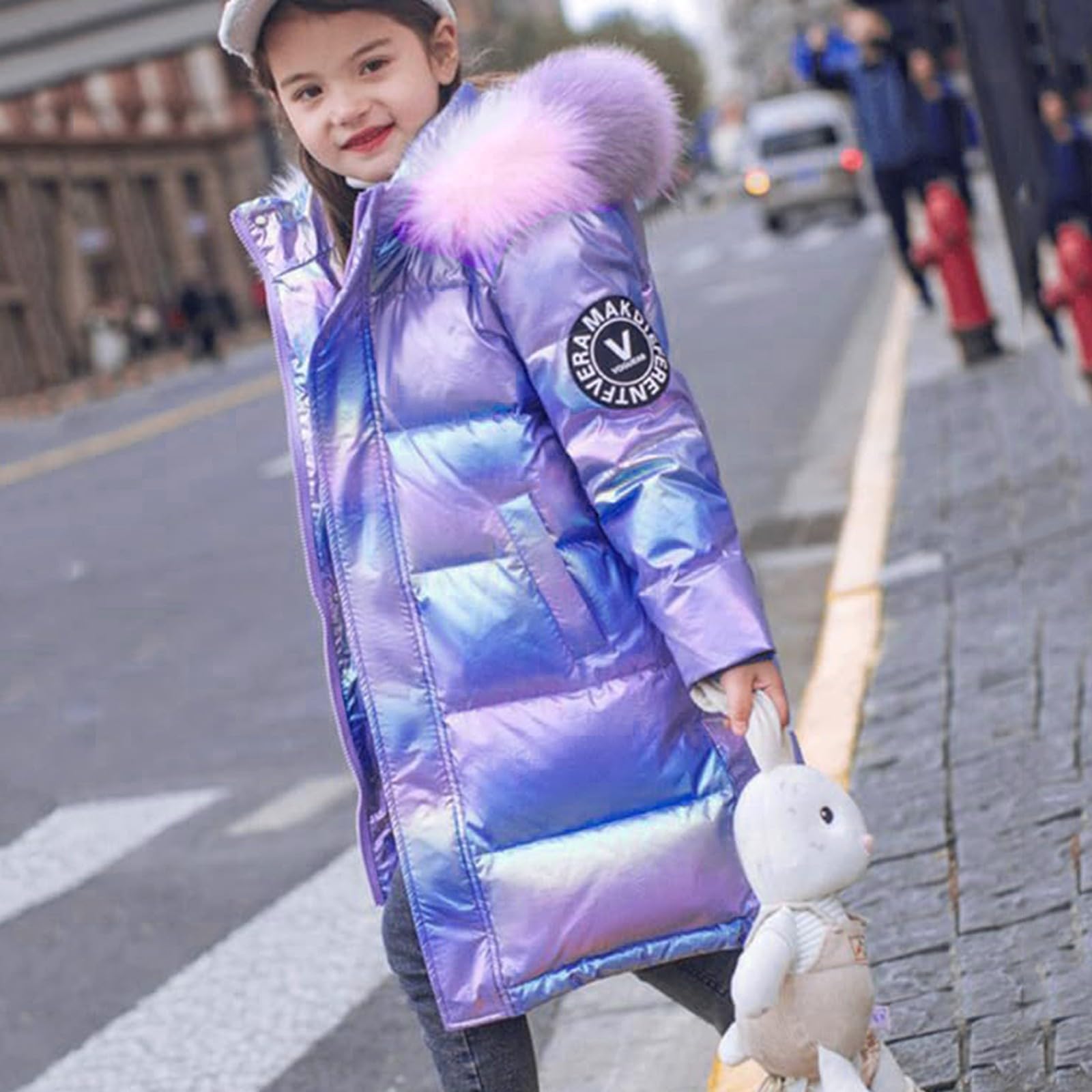 Sweatshirt Kinder Mantel Kinder Winterjacke Mädchen Winter Kapuze Outdoor Wintermantel Warme Jacke Dicke Steppjacke Winddichte Jacke