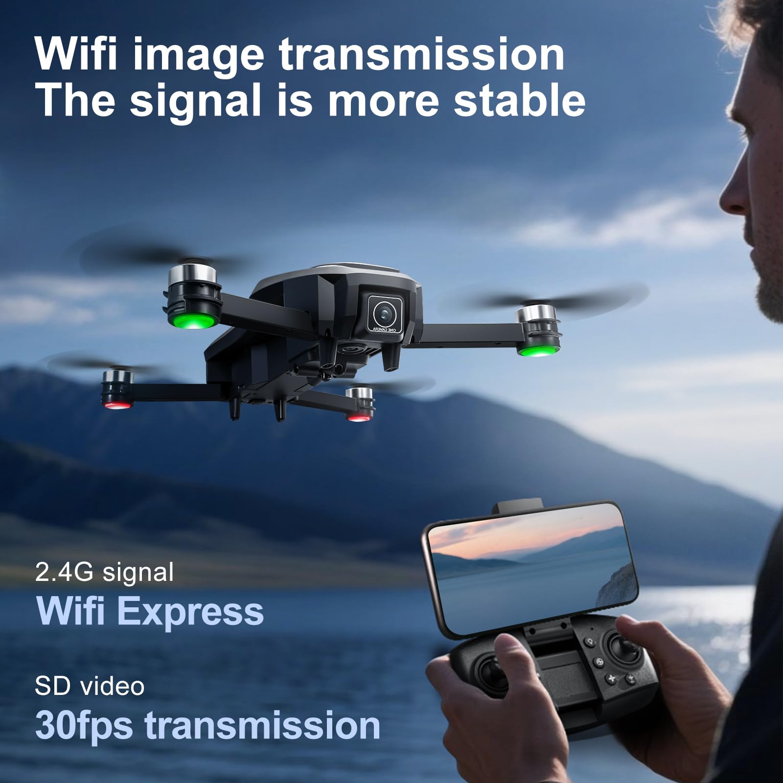 A118 Drone con Schermo Removibile & Doppia Camera HD 90° - 6 Modalità Luci LED, Evitamento Ostacoli, Motore Brushless, Volo Stabile a Flusso Ottico, Autonomia 13 Min (black)