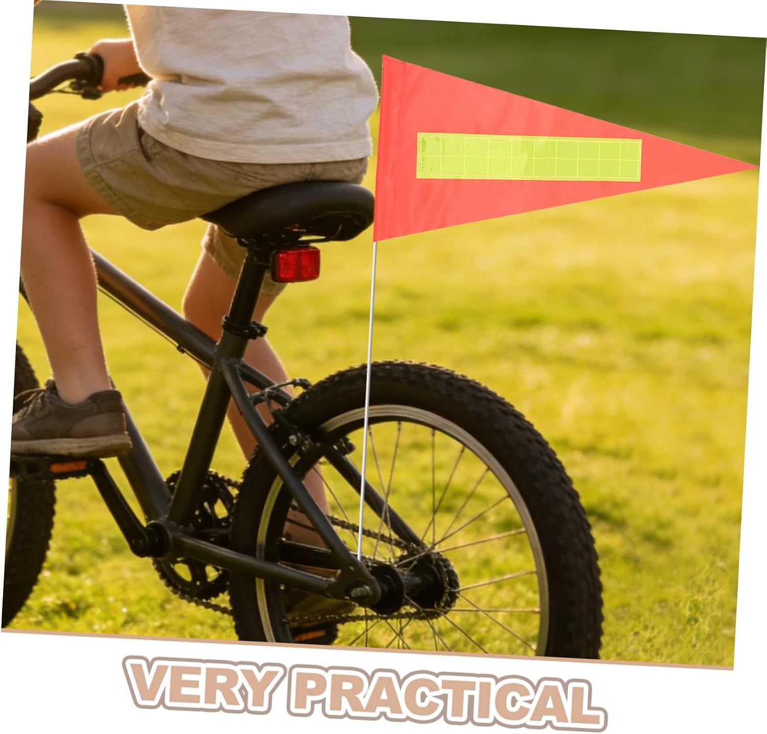 2pcs Reflective Bike Flag Safety Pennant, High Visibility Triangle Warning Flag 20.2x45.2cm for 6mm Pole, Bicycle Accessory for Outdoor Riding and Scooter Safety