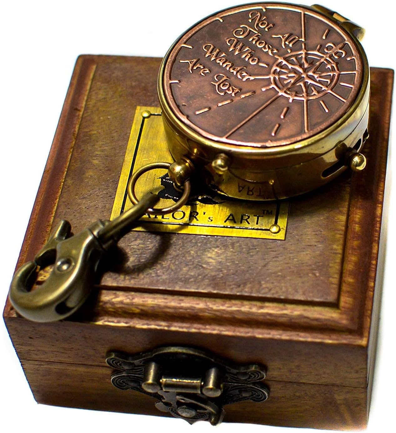 Sailor's Art Brass Kaleidoscope with Not All Those who Wander are Lost Direction Compass