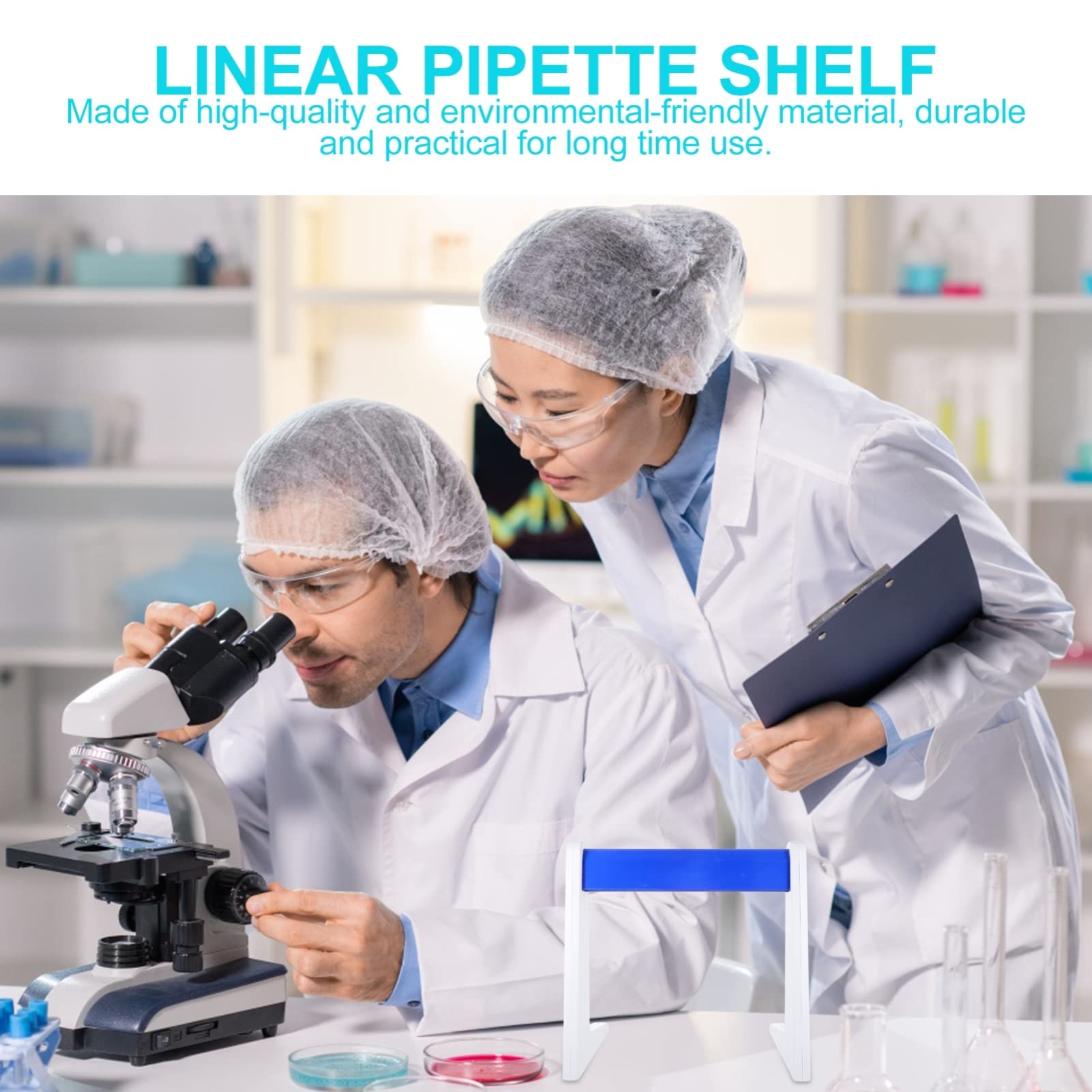 SOLUSTRE L-förmiger Pipettenständer aus Kunststoff zur Organisation von Pipetten im Labor und Experiment Kompatibel mit Vielen Pipetten Weißes Lineares Gestell