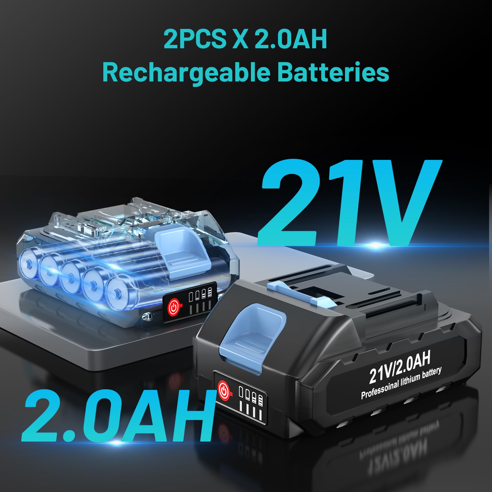 Yofuly Seghetto Alternativo a Batteria Compatibile con Batterie Makita 18V, Seghetto Elettrico con 2 * 2,0 Ah Batterie, Velocità Variabile, Angolo di Taglio Obliquo (0°-45°) Cambio Lama Senza Attrezzi