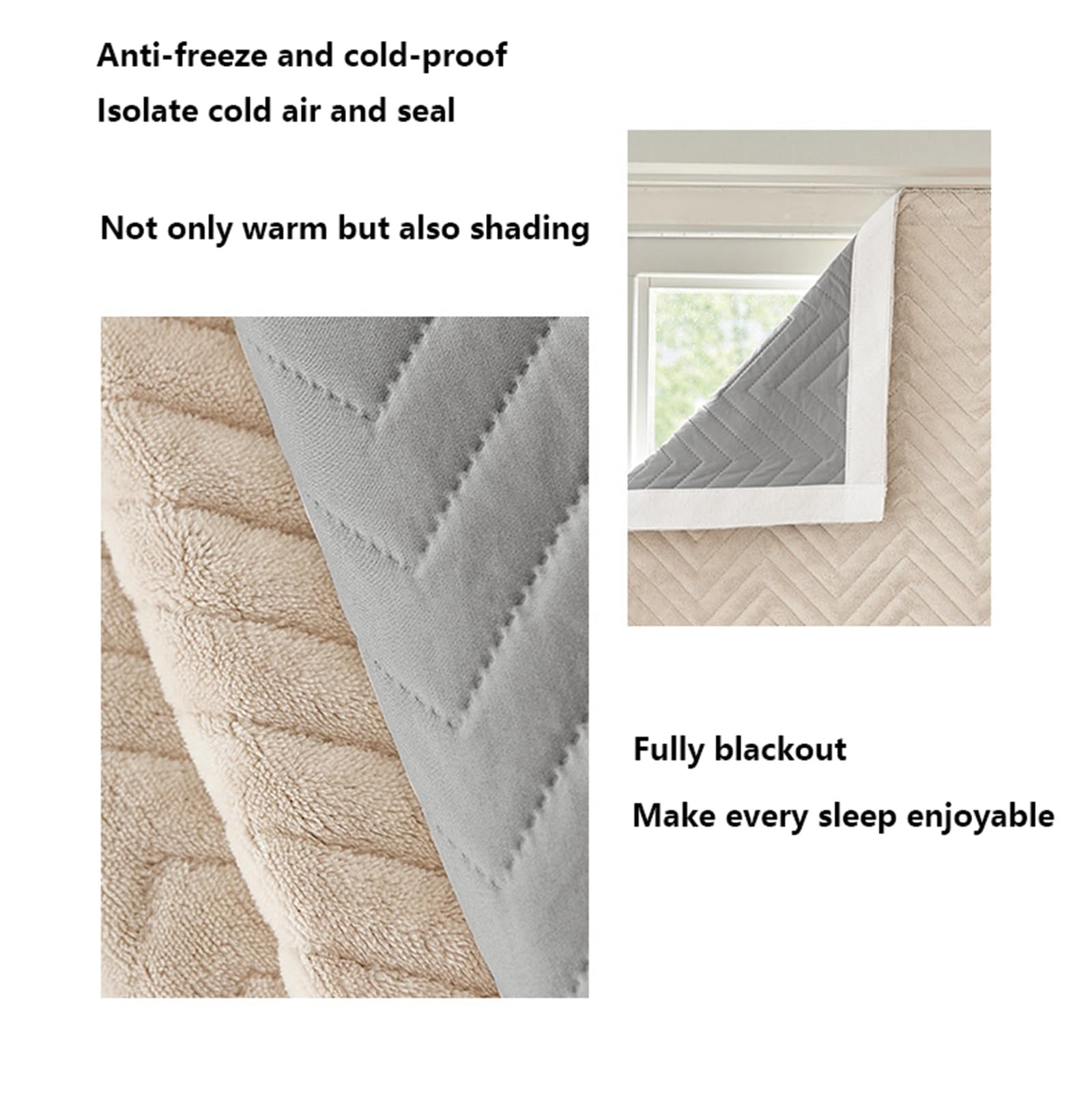 WäRmeschutzfolie Fenste Winter, Baumwolle hinzufügen Kälteschutz Isolierfolie Fenster, Fensterfolie Thermoschutz Es Müssen Keine Löcher Gestanzt Werden(Beige,1x2.6 m)
