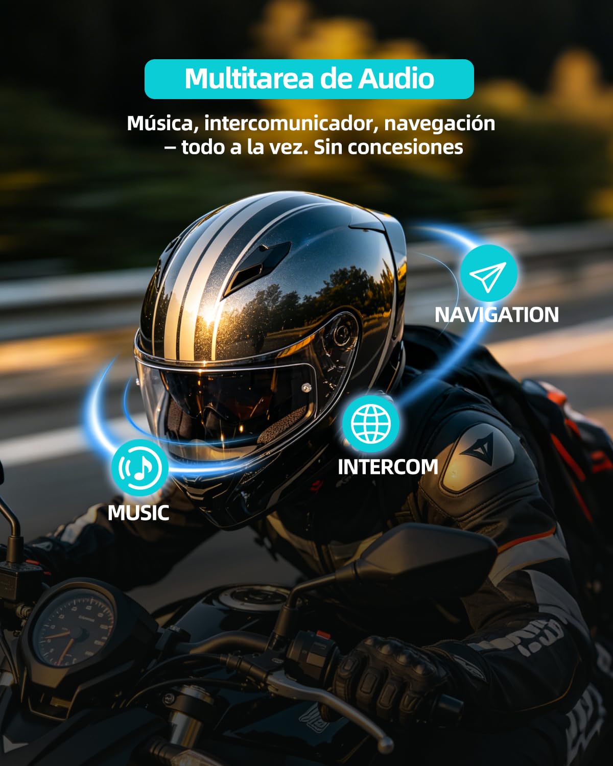 BLAISE V6 Plus - Cuffie Bluetooth per moto, sistema di comunicazione per 2 fino a 6 persone, portata di 1000 m, condivisione musicale, cancellazione del rumore, batteria 20 ore, impermeabile IPX6