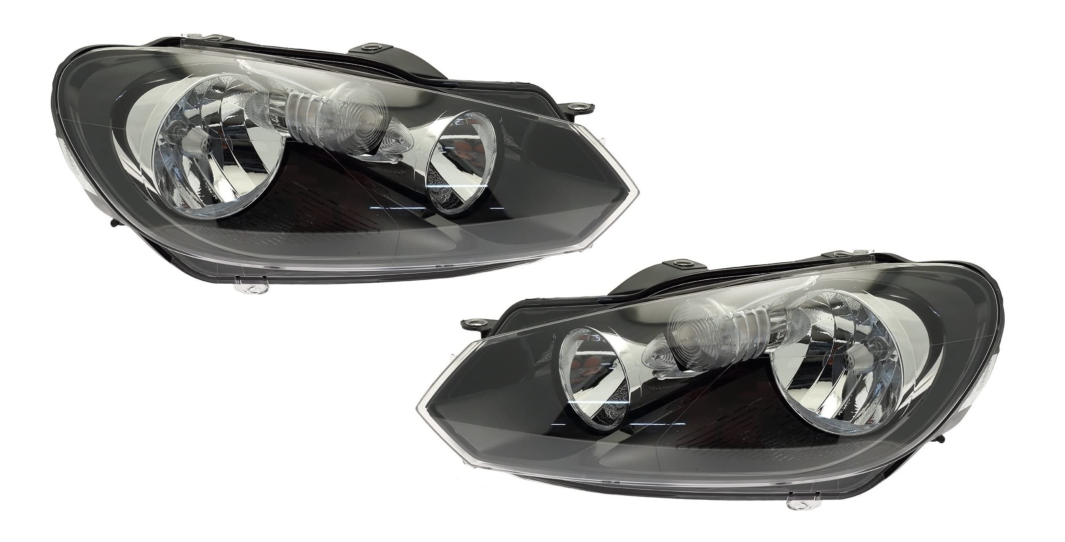 Set Di 2 Fari Anteriori Compatibili Per Golf Vi Mk6 da 2008 a 2012 H7/H15 con Motore Incluso Destro e Sinistro Gruppo Ottico con Luce Diurna