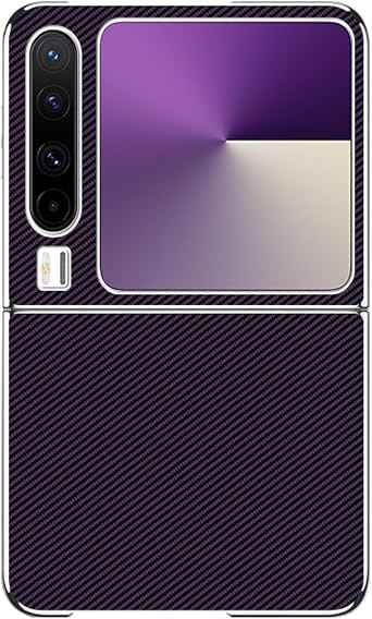 YUANSHXM-Ultrathin Case for Huawei Pura X,Heavy Duty Protection Anti-Fingerprint Phone Case Electroplated Carbon Fiber Texture Leather Cover PuraX,Purple