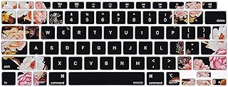 MOSISO Peony Keyboard Cover Only Compatible with MacBook Air 13 inch 2021 2020 Release A2337 M1 A2179 Backlit Magic Keyboard with Retina Display & Touch ID, Waterproof Protective Silicone Skin, Black