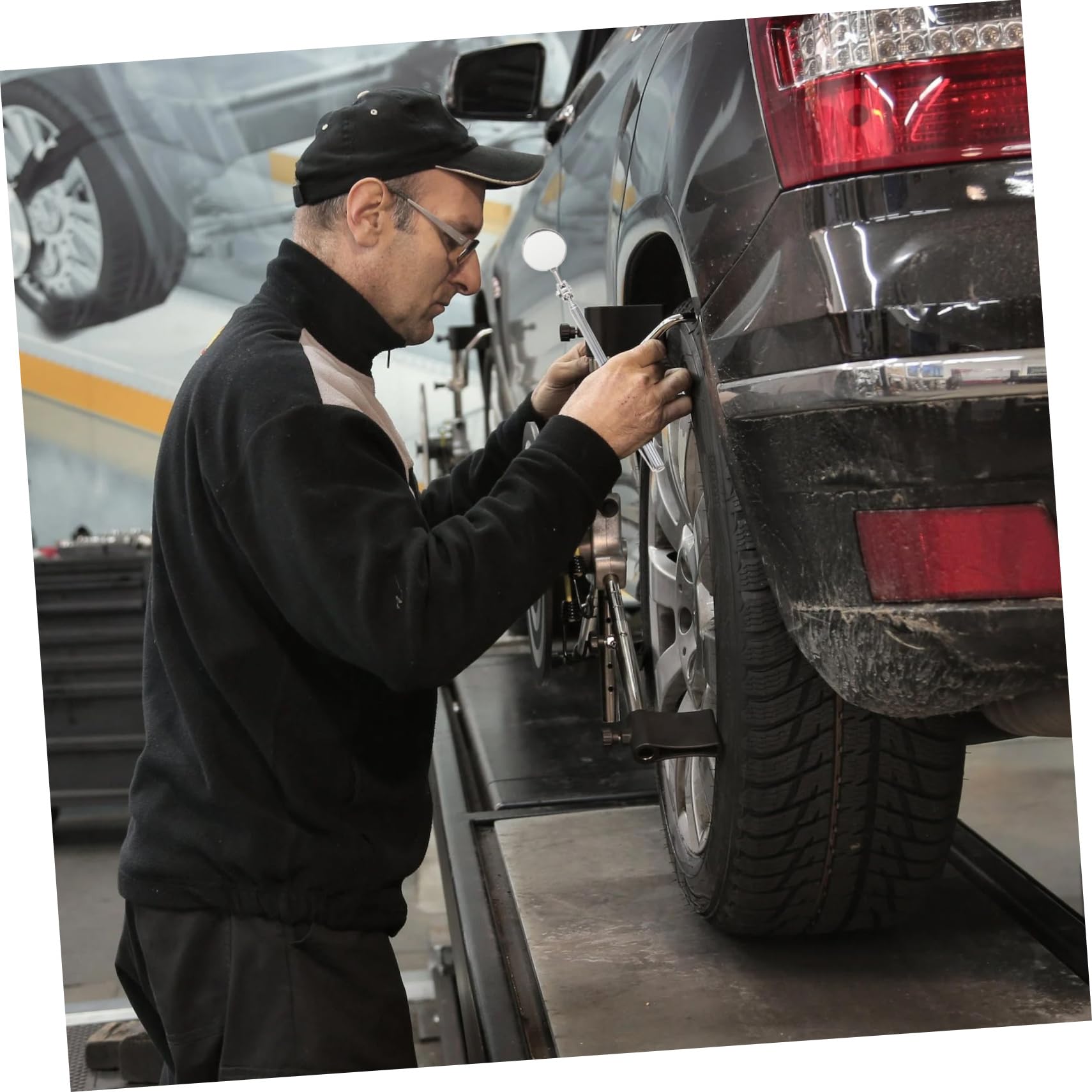 STOBAZA 2pcs Car Retractable Mirror Tools Auto Inspection Mirror Strong Frame and Grip