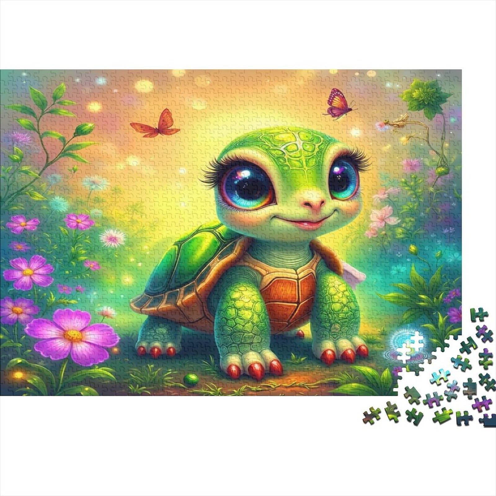 Cute Cartoon Turtle Garden Scene 1000 Piece Jigsaw Puzzle Paper for Adults Colorful Nature Family Relax Home Decor Gift 70x50cm/1000pcs