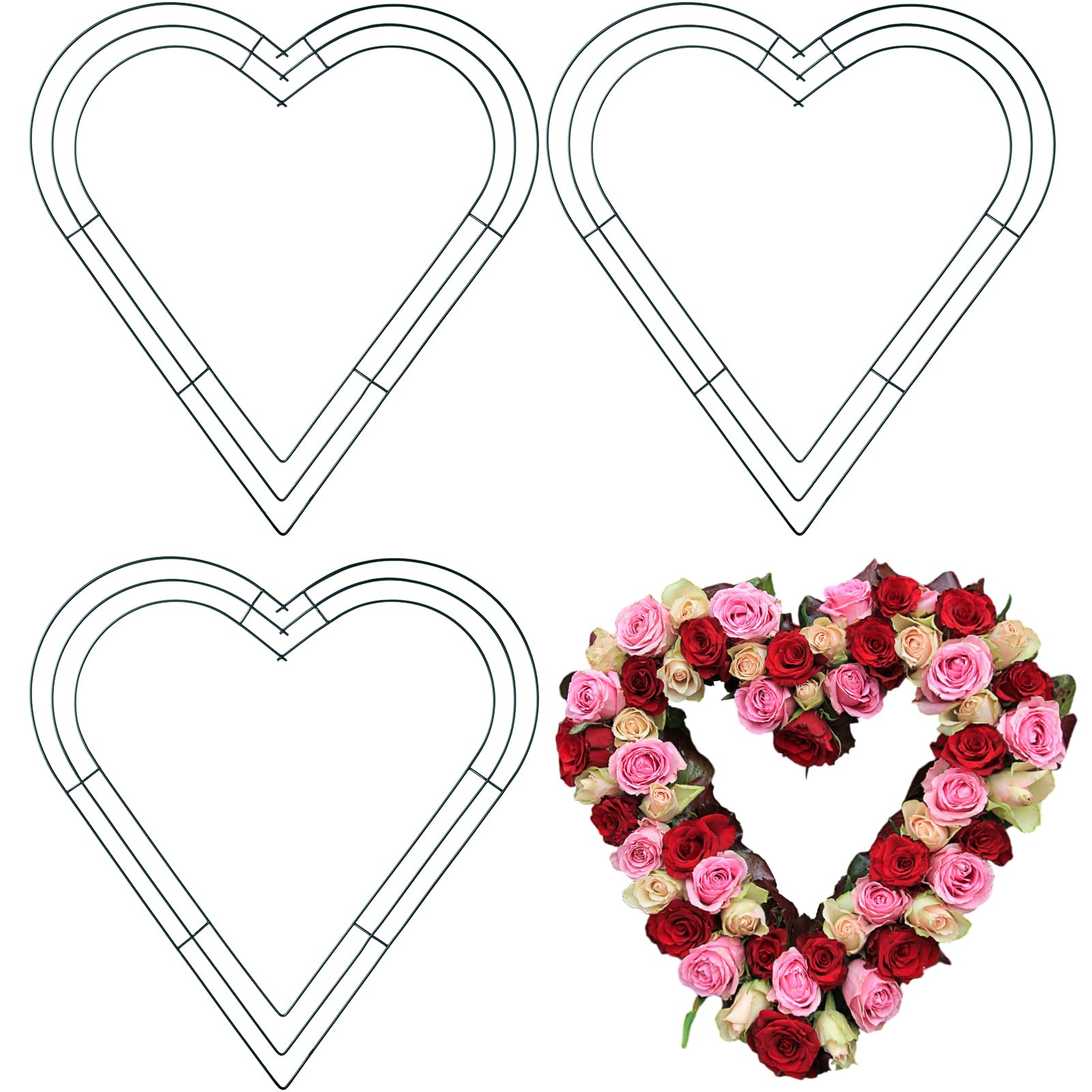 Couronne en fil métallique cœur 35,6 cm de Saint-Valentin pour art floral et vacances