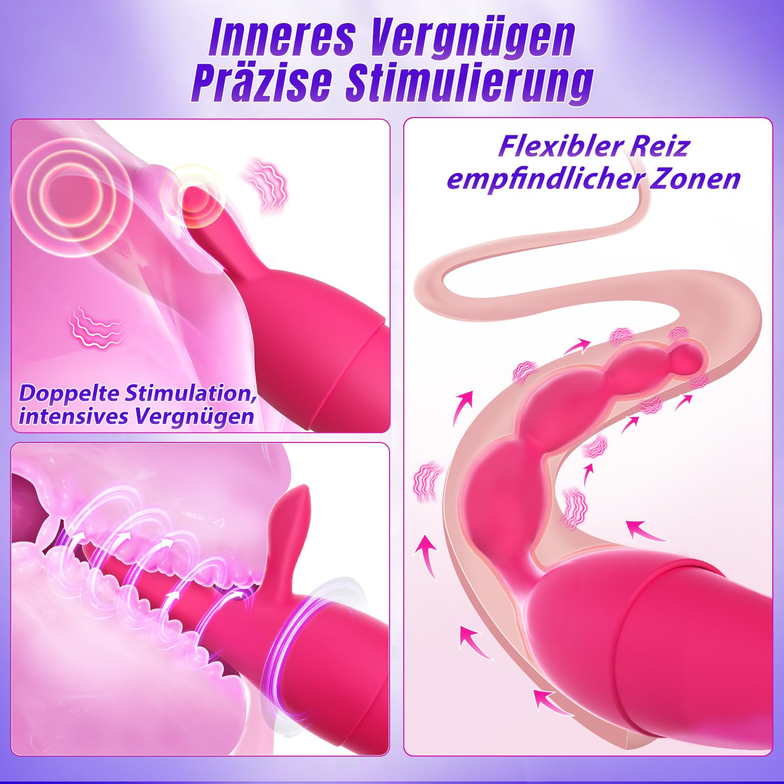 Vibratore Sex Toys Multifunzionale Vibratoreper Donna Professionale, 4-in-1 Set Vibratori con Accessori Intercambiabili, Sexytoysys Donna Coppia Vibratori 20 Modalità Toys Sessuali Clitoride e Punto G