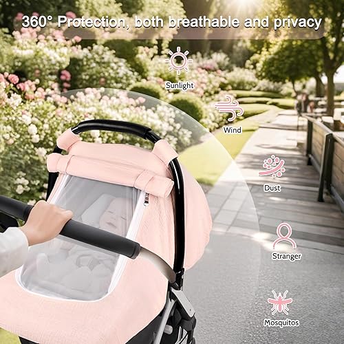 Miniatura 3 de Hooyax Funda de asiento de automóvil de muselina para bebé, toldo transpirable y de privacidad con 3 modos, fácil de instalar y embalaje en caja de