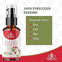 Vista 3 de Morgan Cosmetics Aceite de semilla de rosa mosqueta orgánico para la cara, aceite de semilla de rosa mosqueta, aceites esenciales orgánicos de rosa