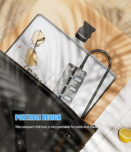 Miniatura 5 de Concentrador USB 3.0, concentrador USB Eanetf de 7 puertos con interruptores LED individuales de encendidoapagado y cable largo extendido para