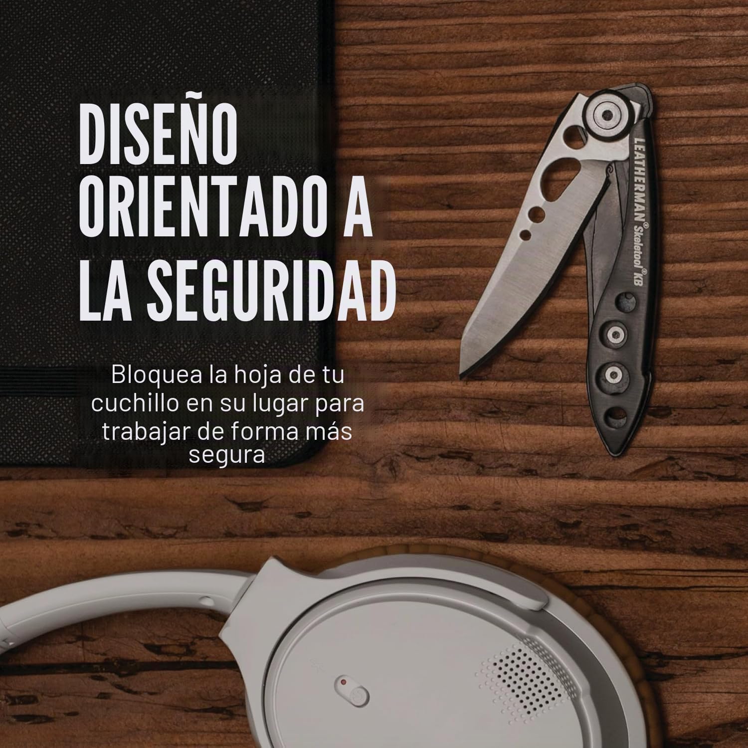 Leatherman Skeletool KB - Navaja de bolsillo multiusos resistente y ligero con abrebotellas, fabricada en EE.UU., en negro, Acero inoxidable