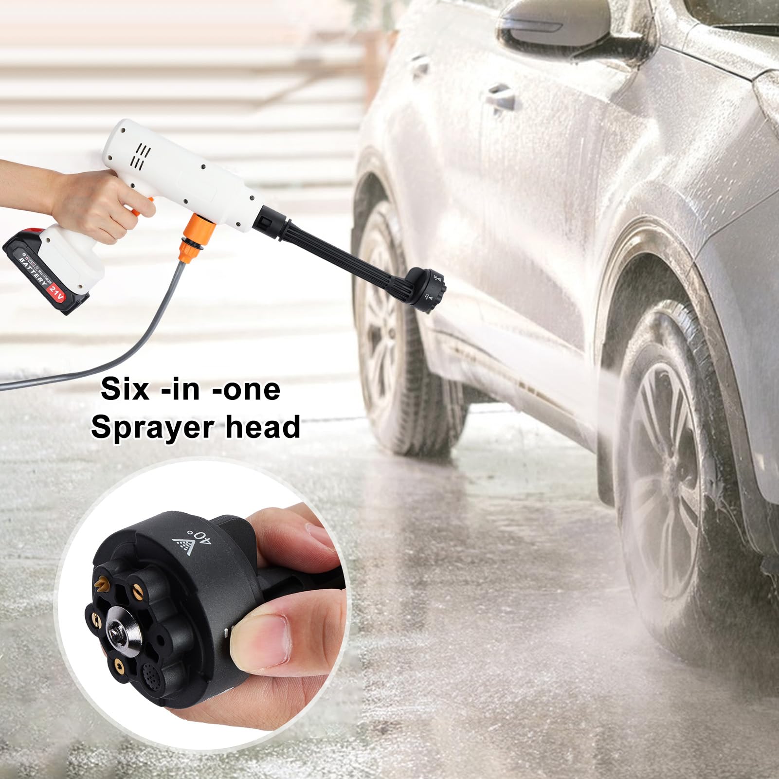 Portable Nettoyeur Haute-Pression à Batterie, 65 Bar Pistolet Haute Nettoyeur Haute Pression