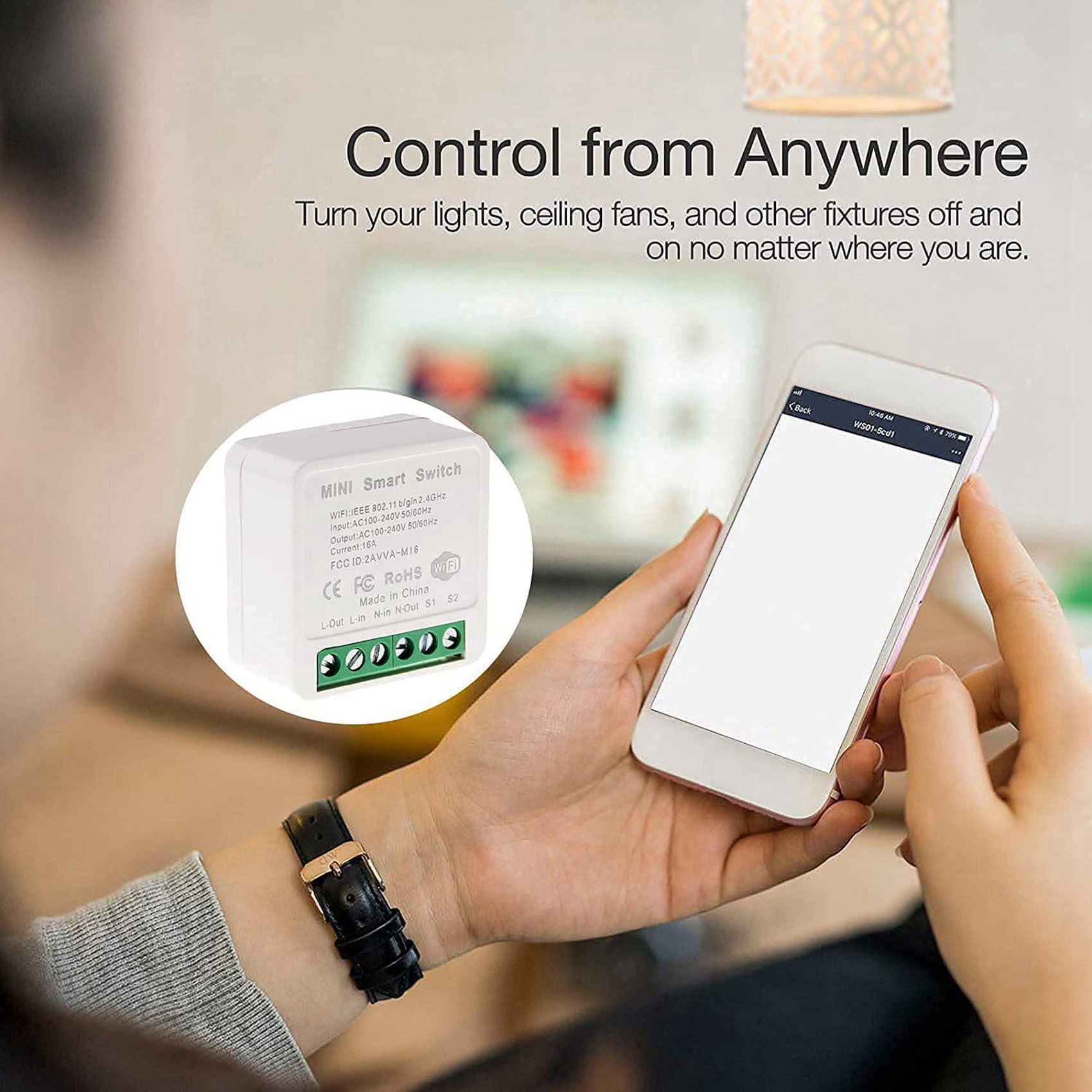 ISTOVO 8X Mini Interruptor de Relé WiFi Inteligente, Módulo de Interruptor de Luz con Temporizador de Bricolaje Aplicación Smart Life/Tuya, Control Remoto Inalámbrico