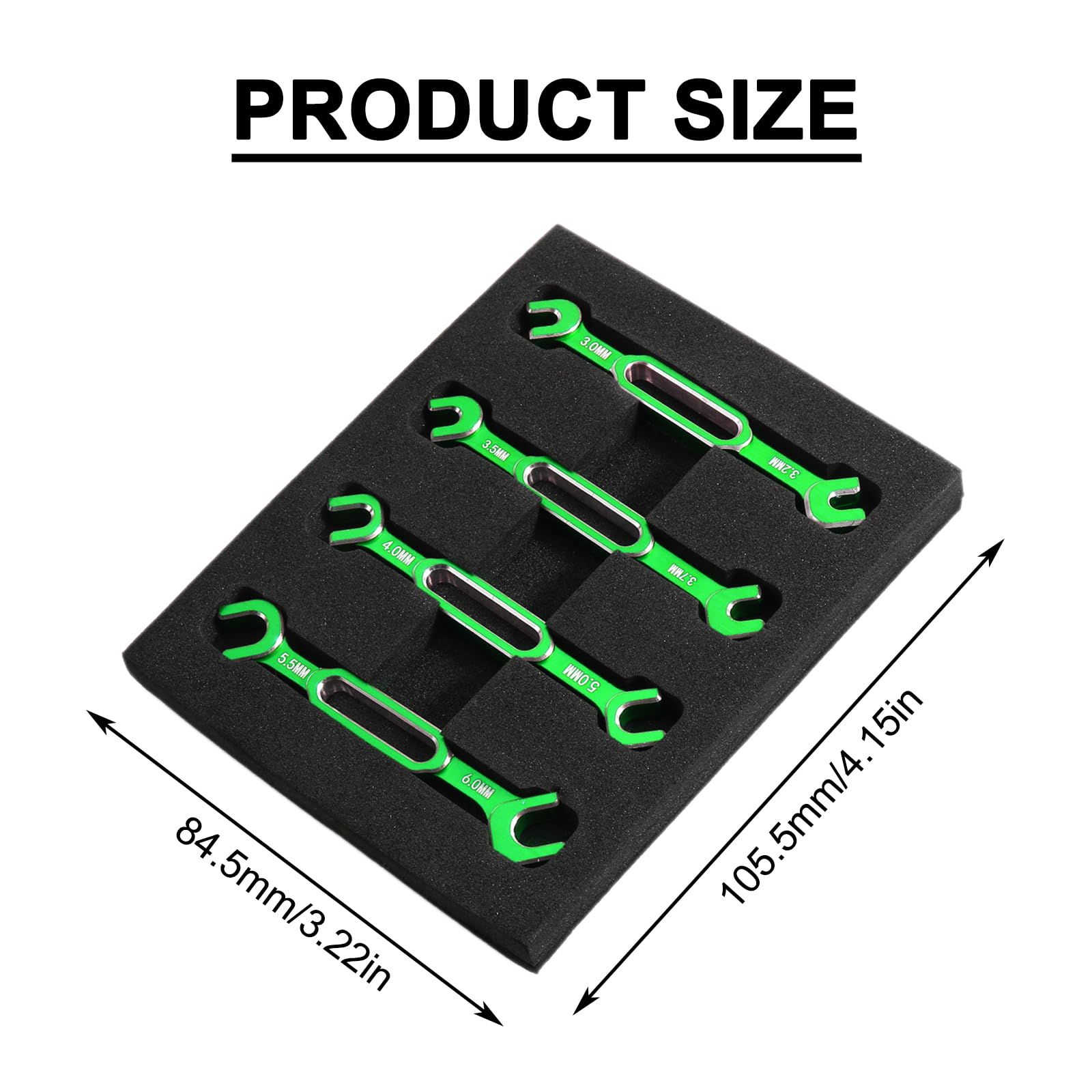 kingsea RC Car Wrench Aluminum Alloy Turnbuckle Nut Ball Joint Remover 3.0/3.2/3.5/3.7/4.0/5.0/5.5/6.0mm Universal Repair Tool Compatible with RC Car Boat RC Drone, Green