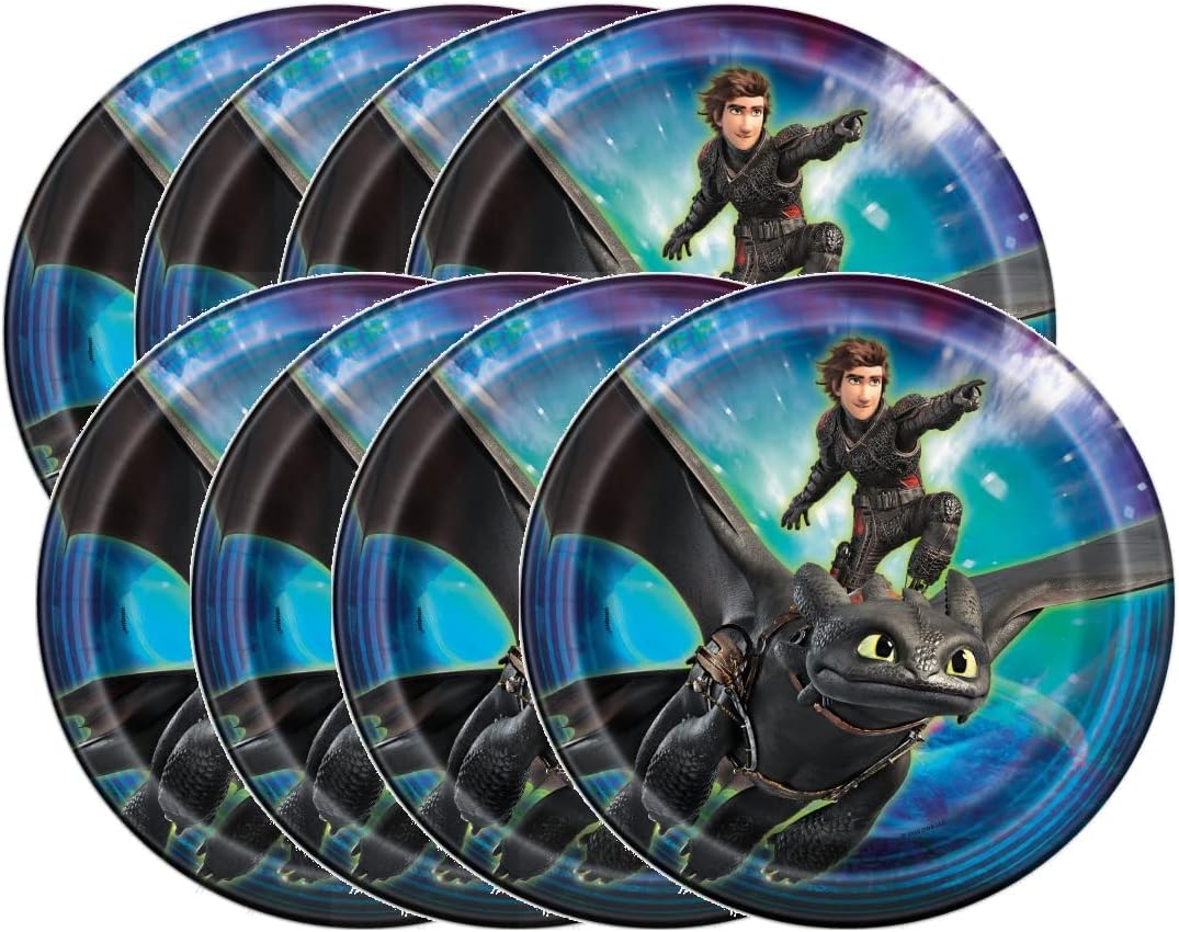 Round Dinner Paper Plates - 9", How to Train Your Dragon, 8 Pcs