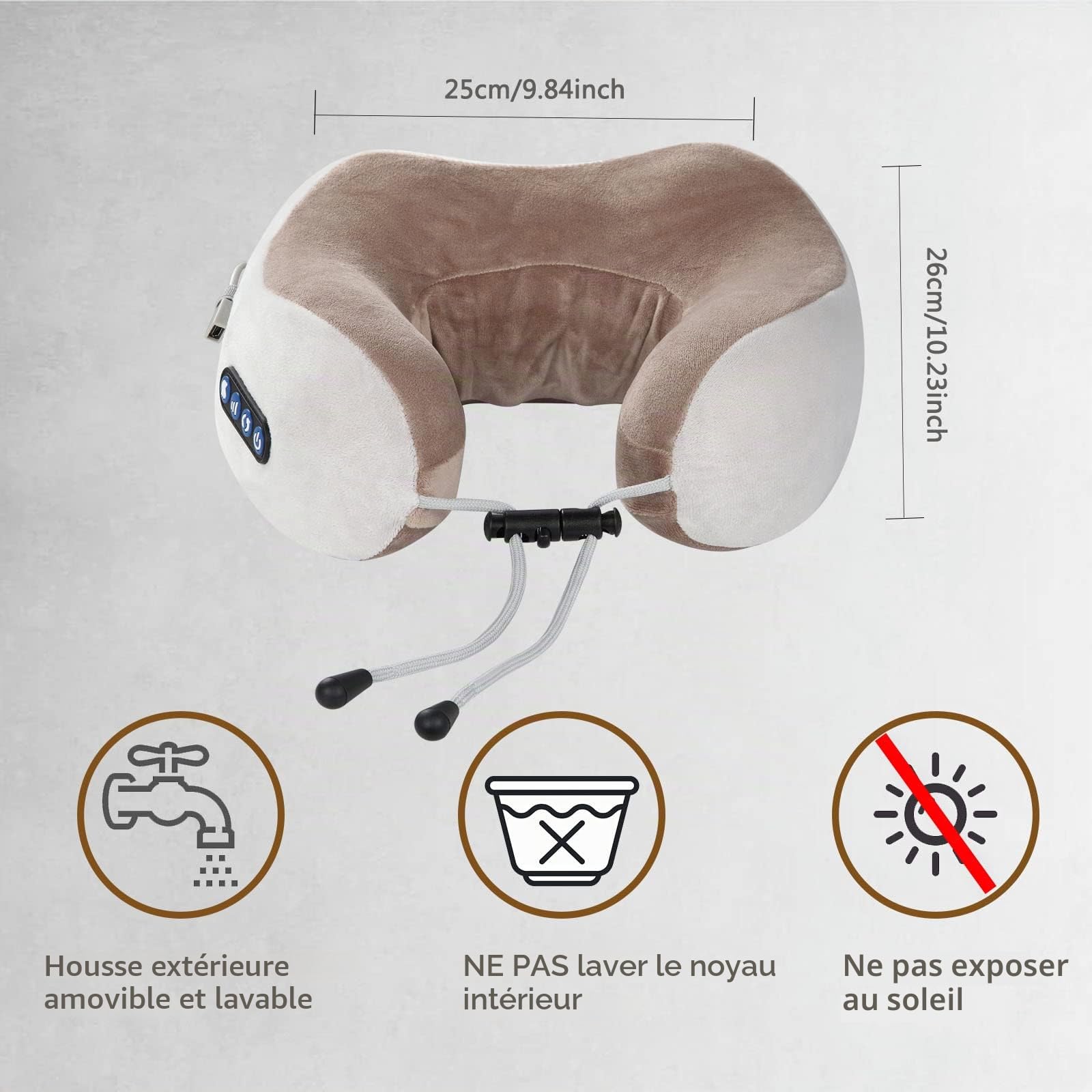 Masseur Cervical et Cou, ADURI Masseur Cervical avec Fonction Chauffage, 3 Niveaux de Force & 3 Modes, Coussin de Massage Électrique pour les Cervicales Douloureuses, Rechargeable par USB