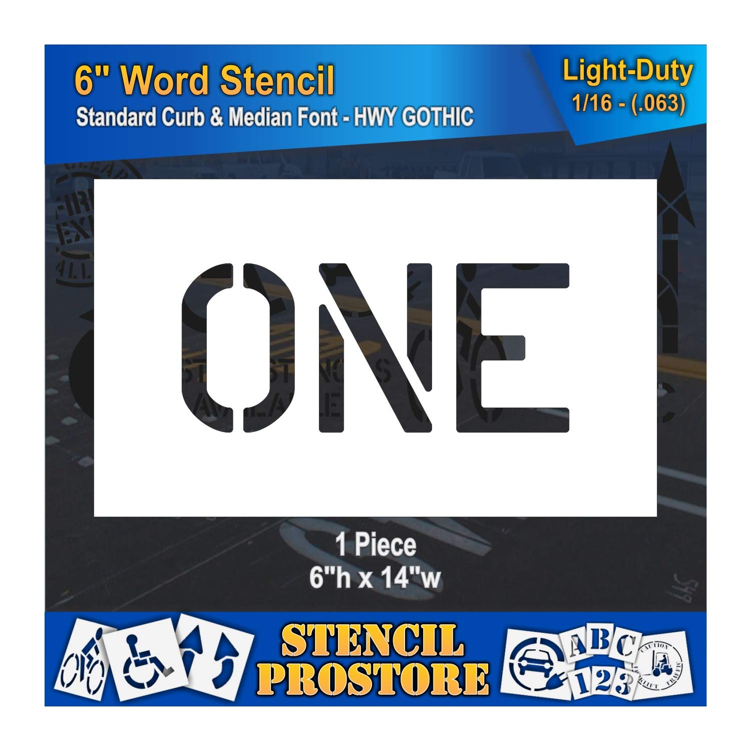Curb and Median Stencils - 6 inch ONE Stencil - 6" x 14" x 1/8'' (128 mil) - Pro-Grade