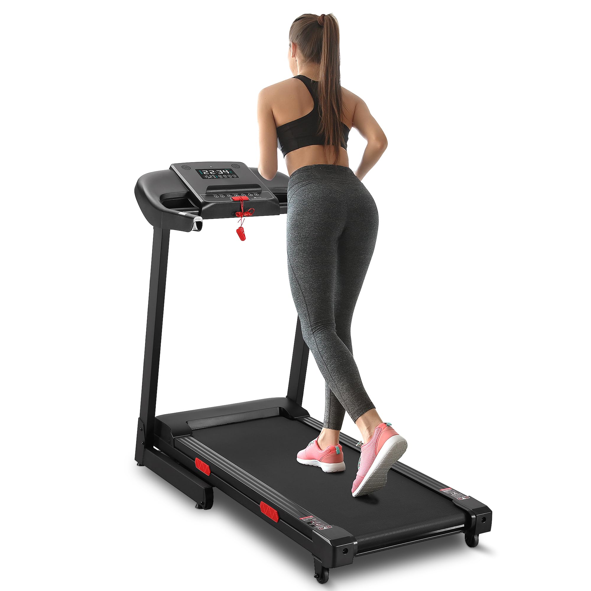 Treadmill with 15% Auto Incline 17.5'' Foldable Treadmill with Bluetooth Speaker Control Treadmill with Incline 5 Pre-Set Training Programs LCD Monitor 8.5 MPH Treadmills for Home Office Gym Use