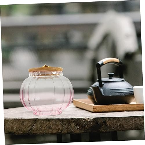 Miniatura 3 de Alipis Tarro de caramelo de vidrio con tapa 20.3 fl oz Bote de té rosa Recipiente hermético de almacenamiento de té Rosa Pequeños frascos de vidrio