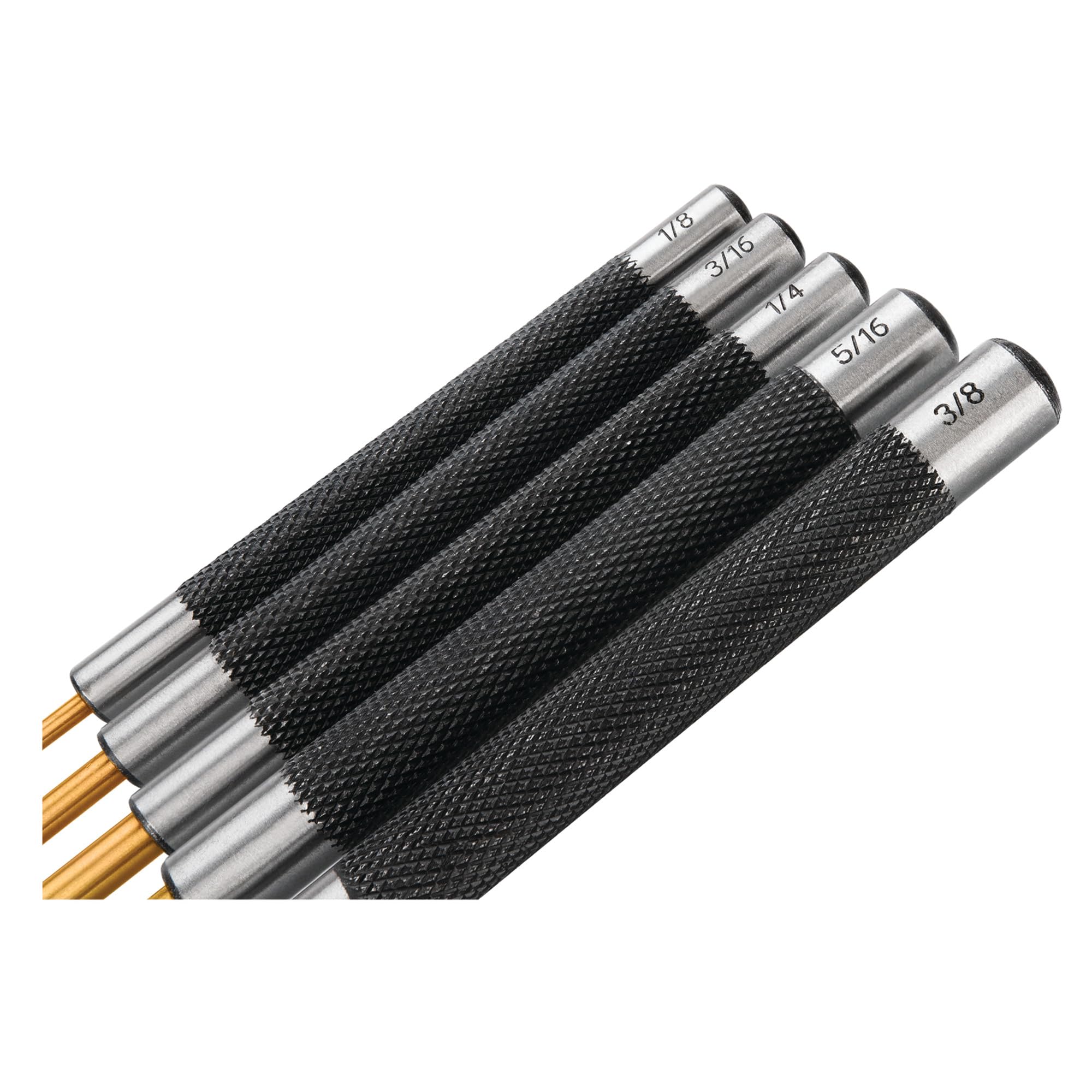 Performance Tool W759 mosiężny zestaw do usuwania kołków z radełkowanymi stalowymi uchwytami dla dobrego chwytu, 20 cm, 5 szt