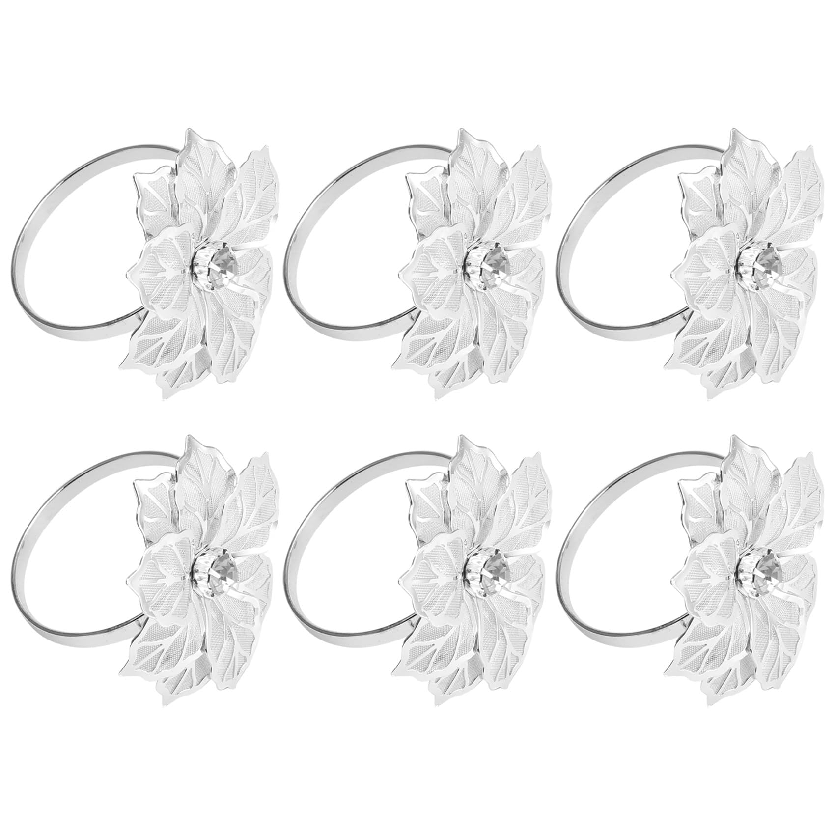 CTRLZS 6Pack Napkin Rings, Gold Napkin Rings Buckles for Table Decorations, Wedding, Dinner,Party, DIY Decoration,Silver