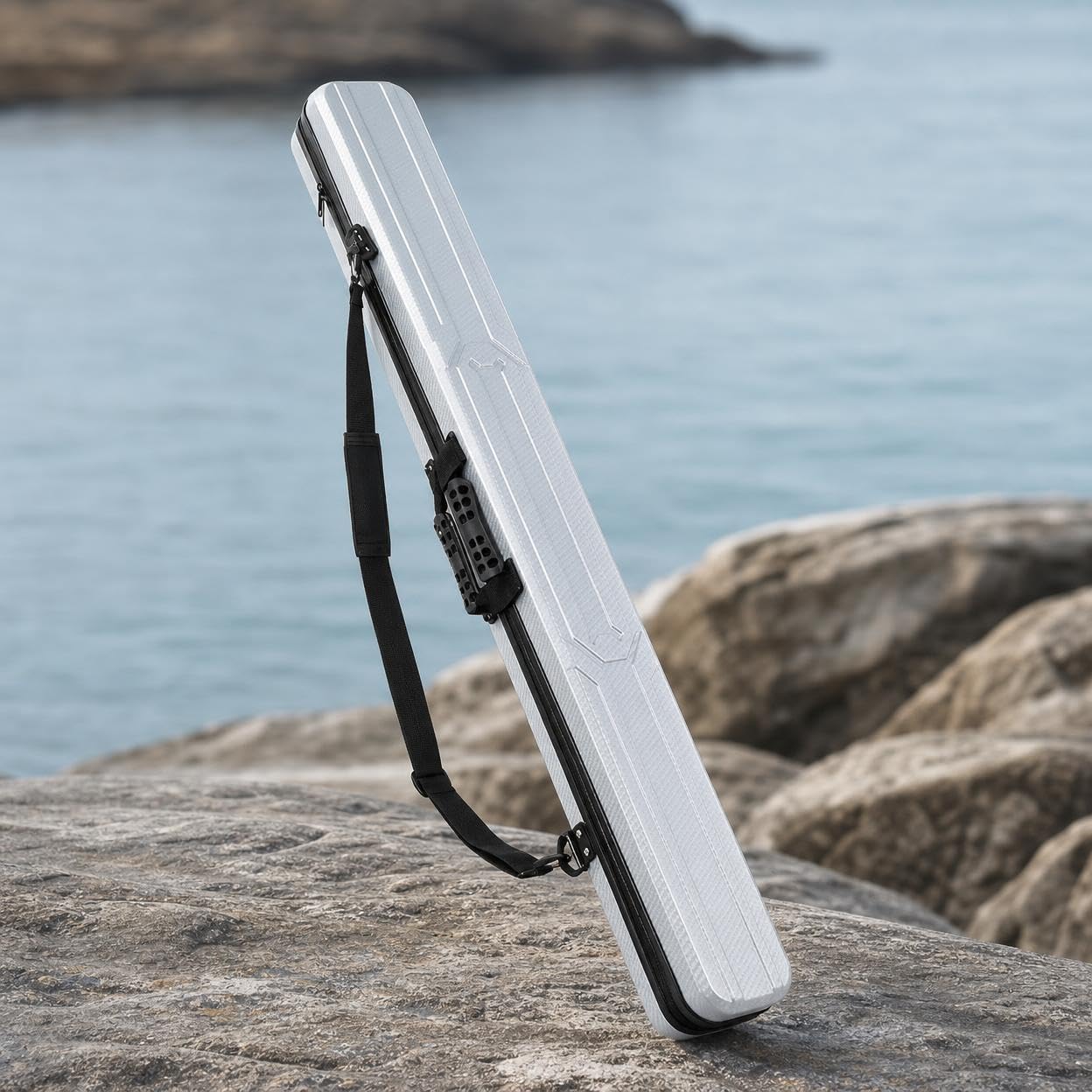 Baoblaze Contenitore per Canna da Pesca Custodia Borsa Tubo Astuccio con a Zip Interni con Cinghie Manico E Tracolla per Trasporto PC+, silver, silver