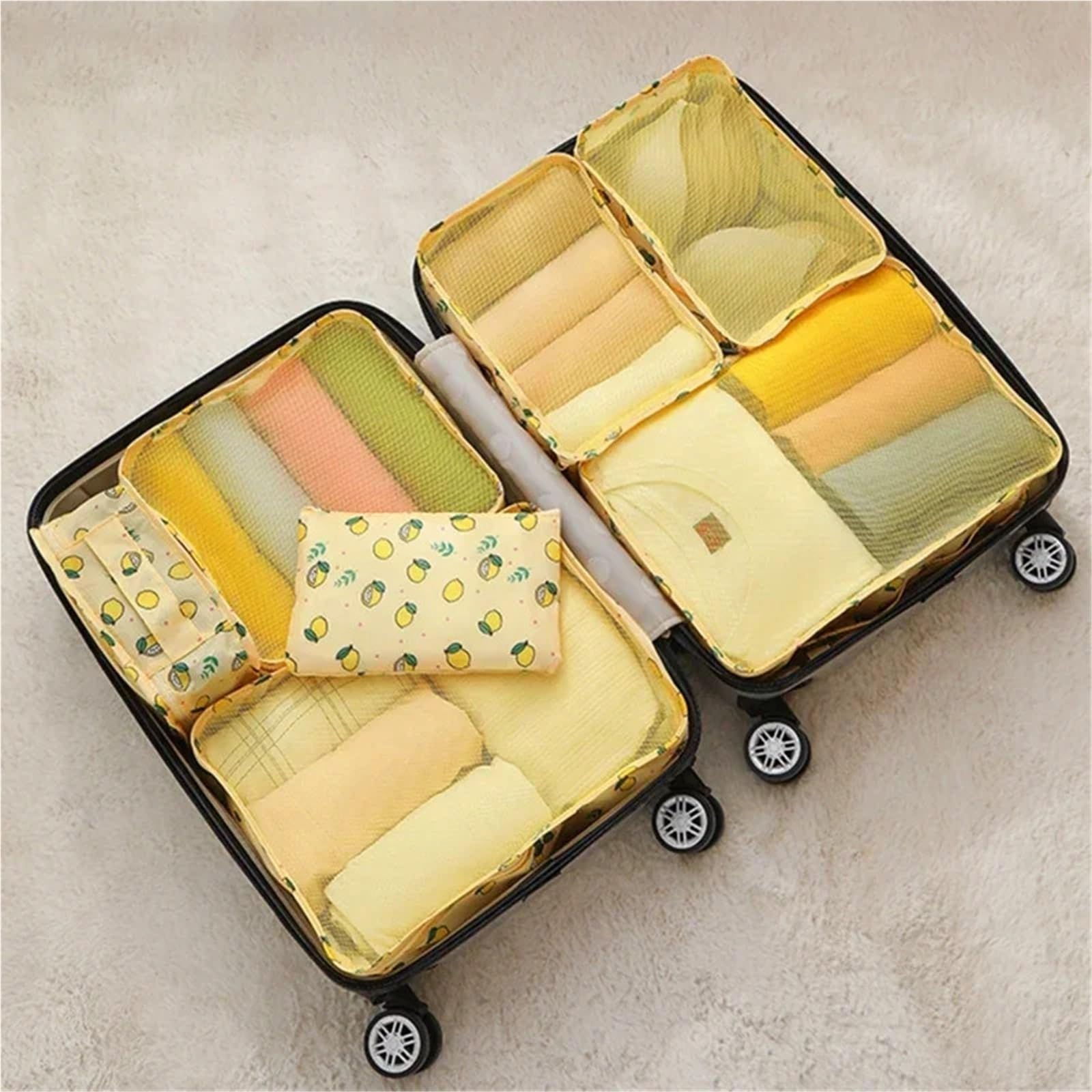 Set di 7 borse portaoggetti da viaggio, organizer for vestiti, scarpe, bagagli, cubo, valigia, custodia ordinata per Vestiti, Scarpe, Cosmetici
