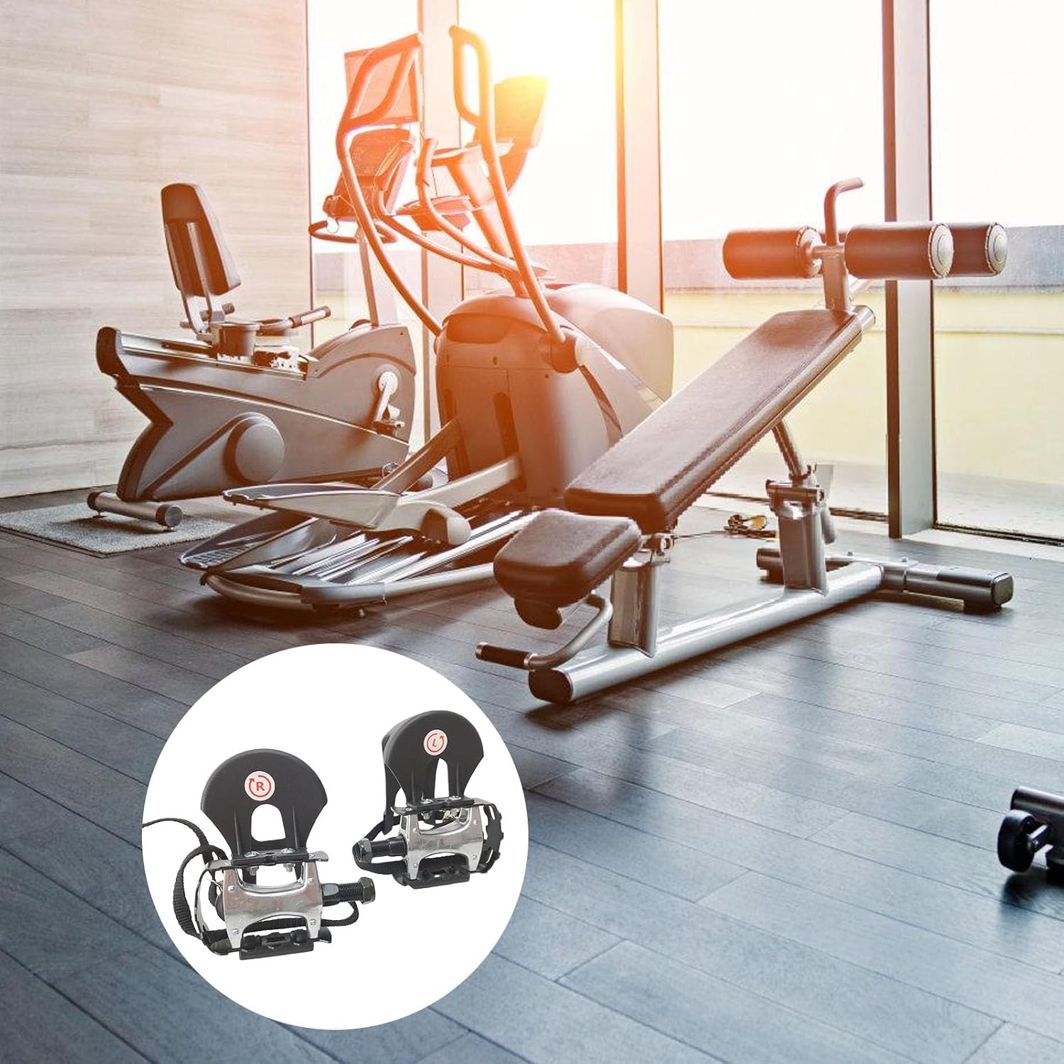 滑り止めジムバイクペダル 9/16インチ スレッドアルミニウム構造 高強度商用サイクリングトレーニングフィットネスバイクペダル用