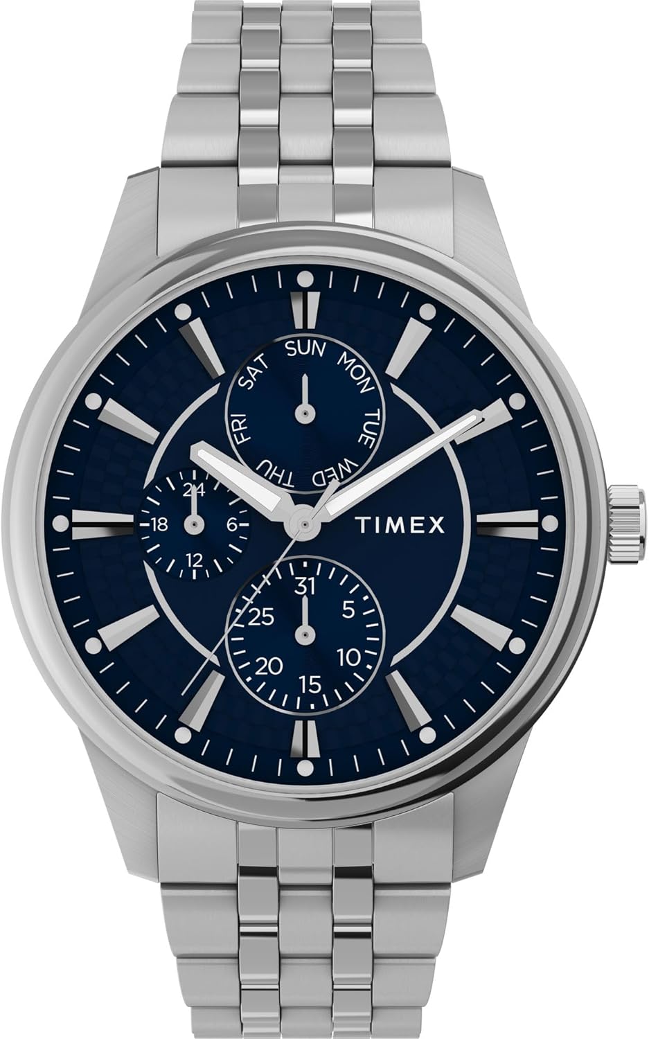 Timex Men's Chicago 45mm Watch - Stainless Steel Bracelet Blue Dial Silver-Tone Case