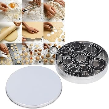 Mini Cookie Cutter Shapes Set, 24Pcs Portable Stainless Steel Metal Small Patterns, Kitchen Baking Accessories for Mousse Cake Cookies Biscuit Pastry Dough Pie Crust