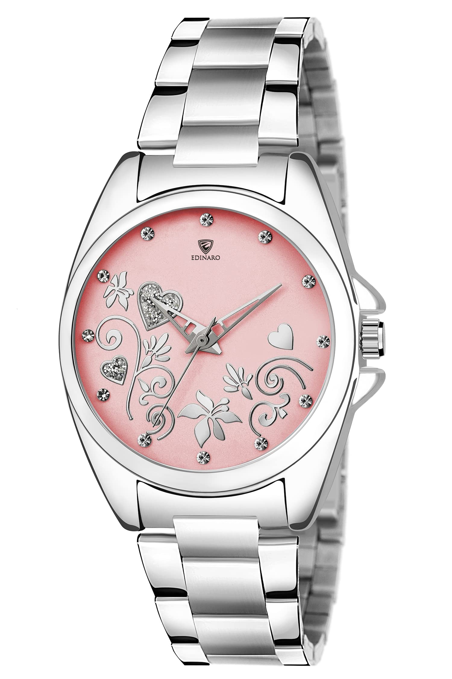 EDINARO Watches for Women Analogue Round Studded Dial with Stainless Steel Bracelet Strap Girls & Womens Wrist Watch (B09WJ6Z68N) Amazon Price History, Amazon Price Tracker